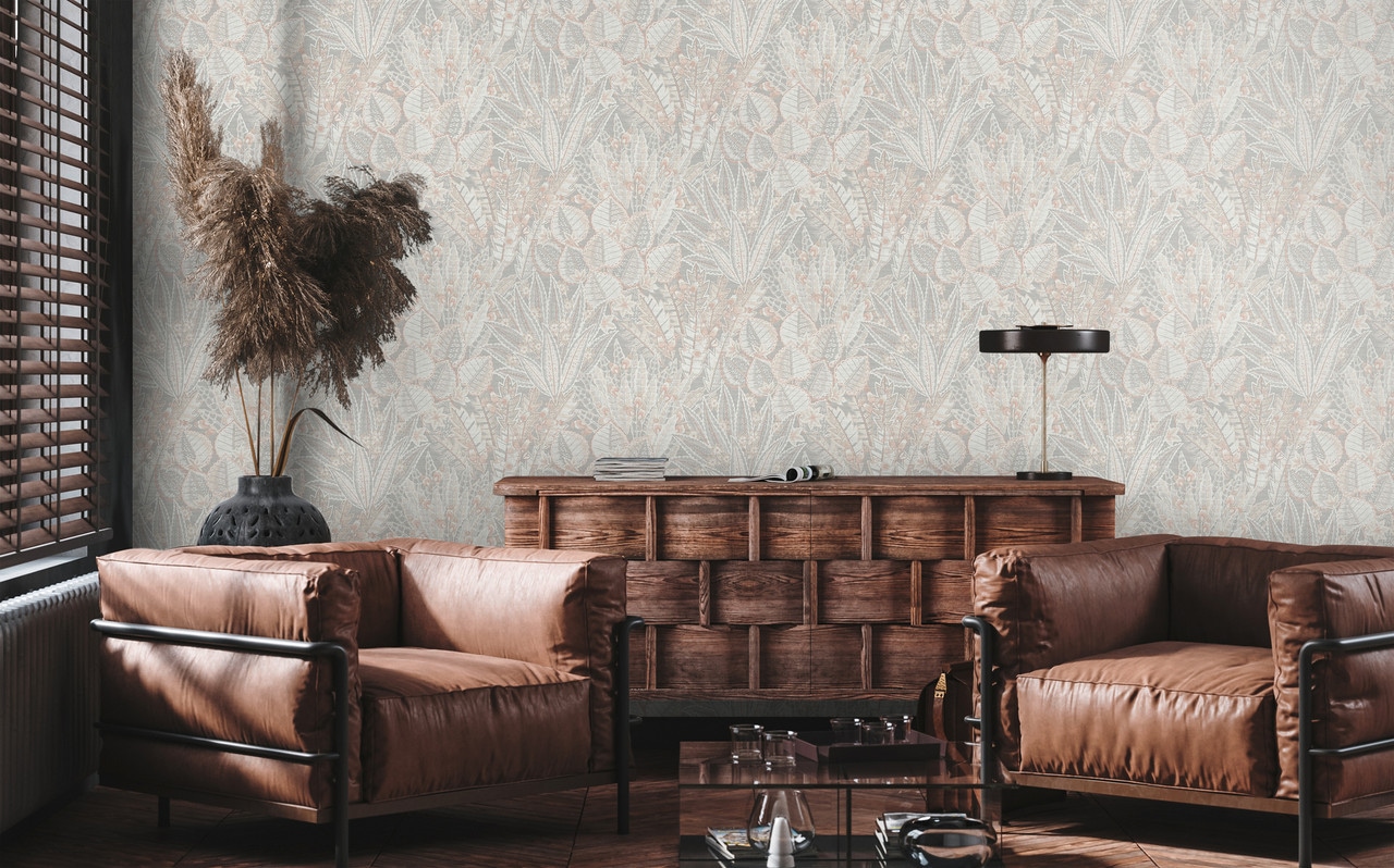 living walls Vliestapete »Stories of Life Vliestapete Blätter Dschungel Tapete Grau«, botanisch-floral-Motiv, Moderne Florale Mustertapete Tapeten Wohnzimmer Schlafzimmer Küche