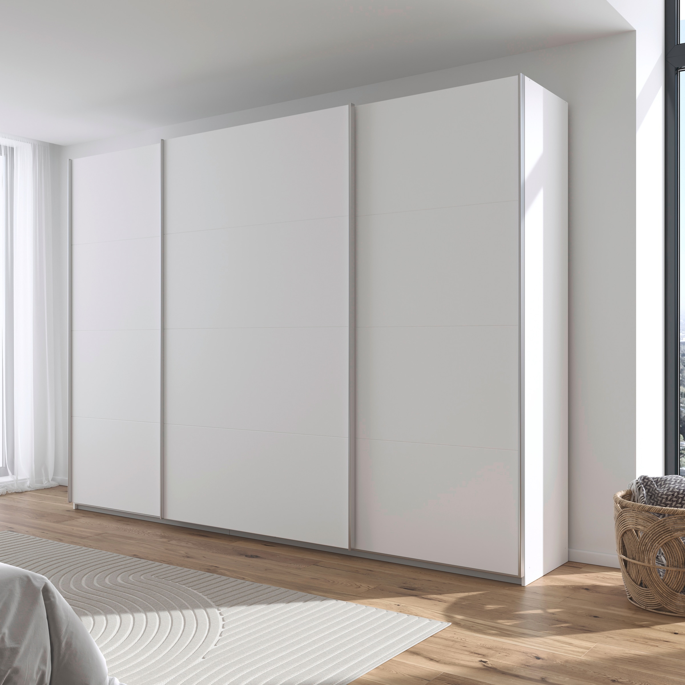 rauch Schwebetürenschrank »Kleiderschrank Schrank Garderobe AGORDO mit Dekor- oder Hochglanzfront«, (in zwei Griff-Farben), durchdachte Innenausstattung, in 4 Breiten und 2 Höhen MADE IN GERMANY