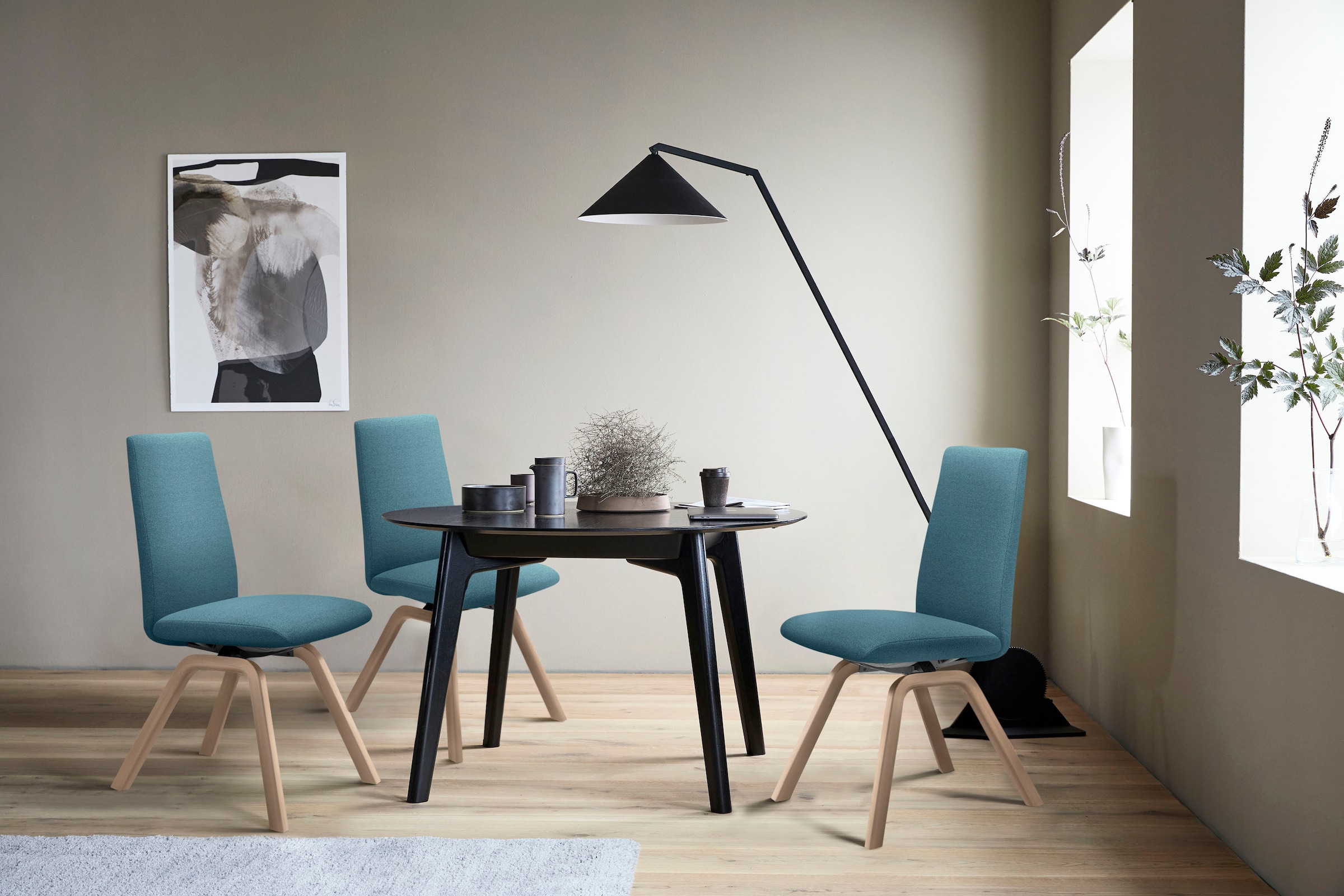 Stressless® Polsterstuhl »Laurel«, ROHLEDER Stoff Q2 FARON, Low Back, Größe L, mit schräggestellten Beinen in Eiche natur