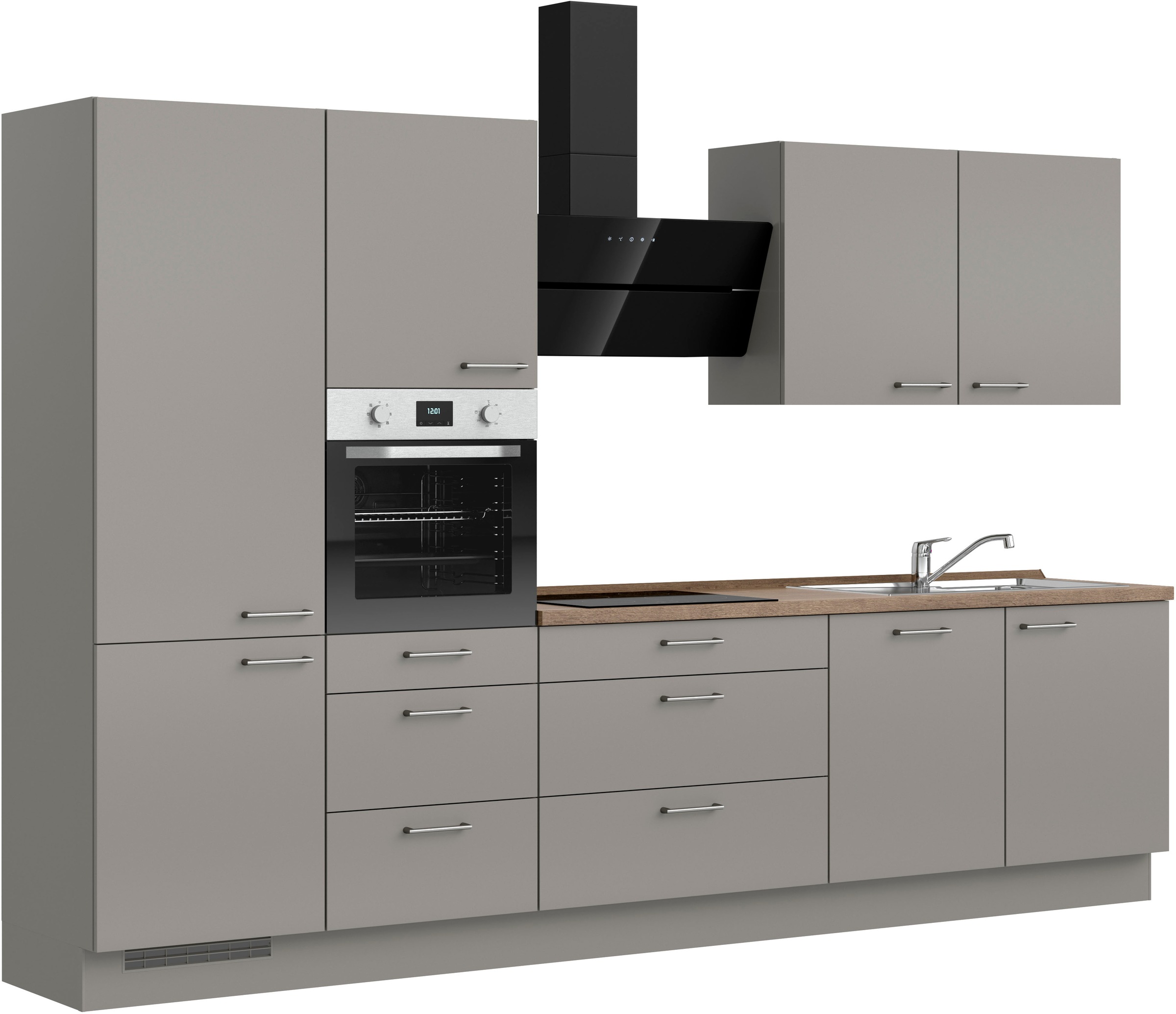 nobilia® Küchenzeile »"Laser II"«, vormontiert, Ausrichtung wählbar, Breite 330 cm, wahlw. mit E-Geräten