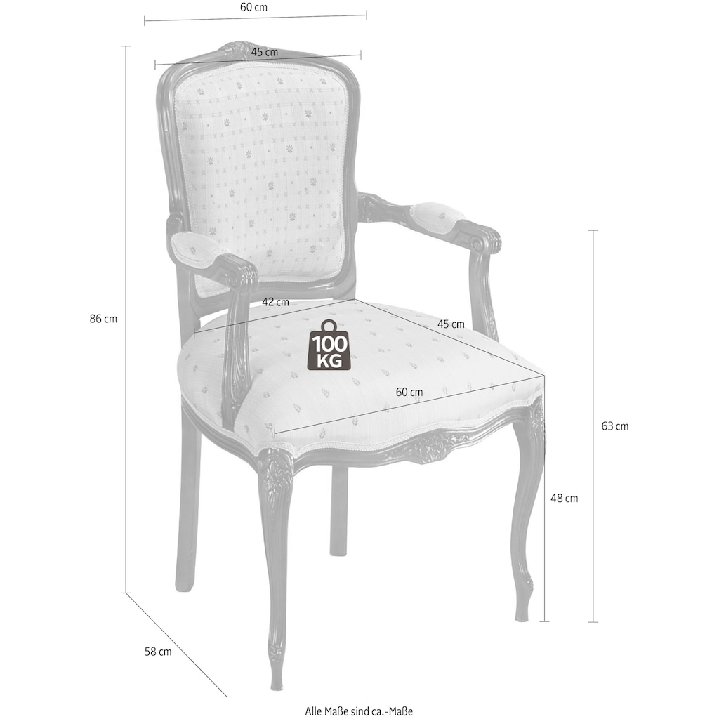 Home affaire Armlehnstuhl »Stühle Federica«, 1 St., Baumwolle-Polyester