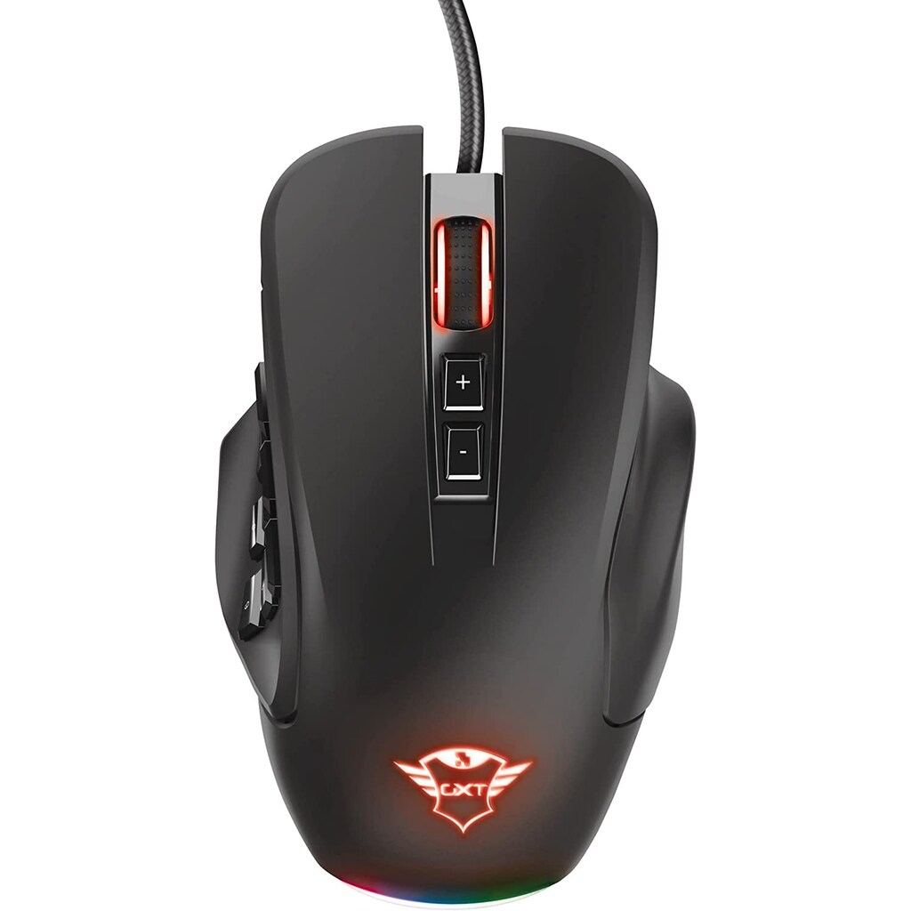 Trust Gaming-Maus »GXT970 MORFIX CUSTOMISABLE MOUSE«, RGB-Beleuchtung, 14 programmierbare Tasten