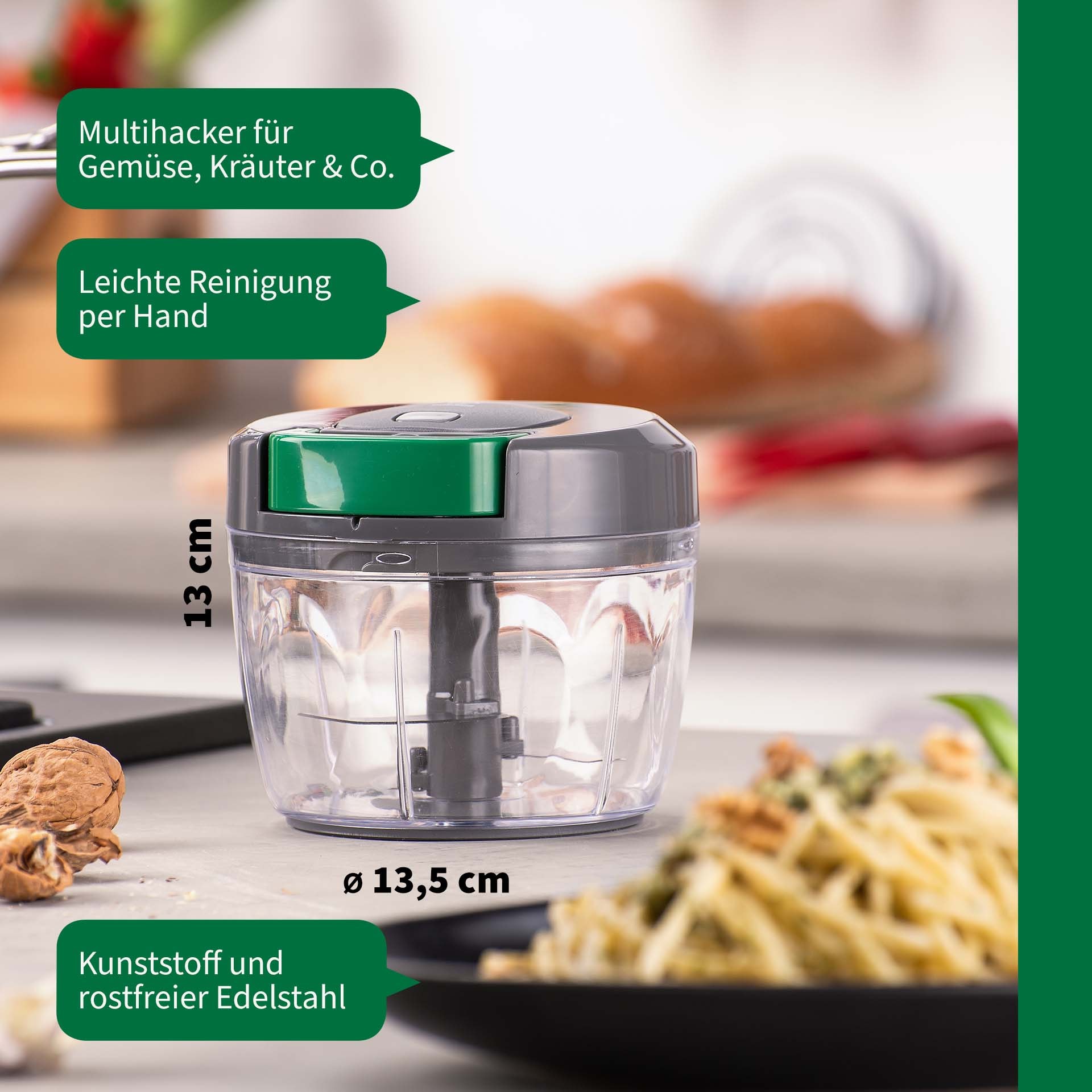 Chefkoch trifft Fackelmann Zerkleinerer »Multi-Zerkleinerer, 5-teilig – für Gemüse, Obst & Kräuter« inklusive Mix-Einsatz zum Verrühren und Aufschlagen von Flüssigkeiten