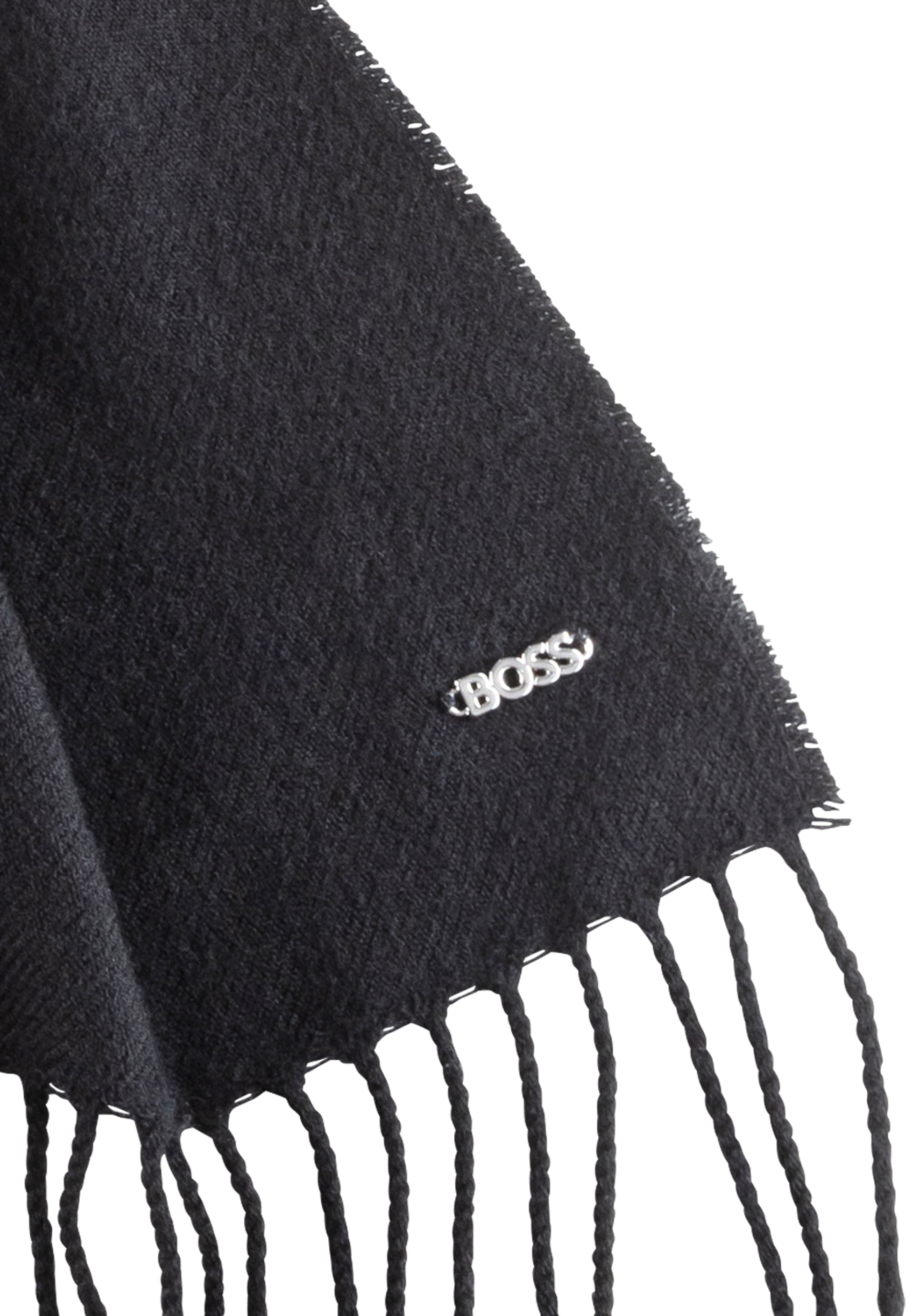 BOSS Schal »Zesy_35*180«, mit BOSS Markenlabel und Fransen