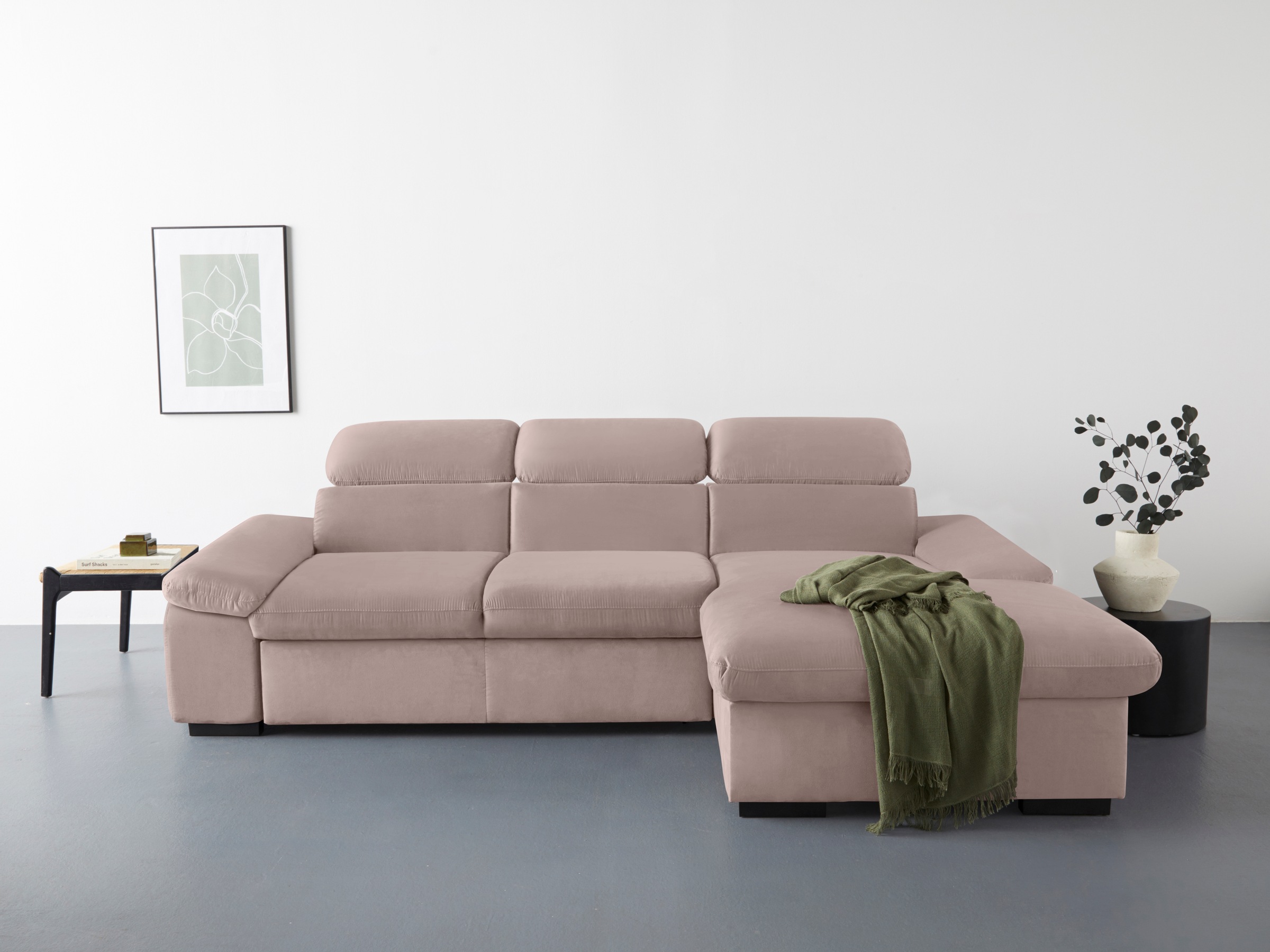 COTTA Ecksofa »Lola L-Form mit Kopfteilfunktion & Hocker«, (Set, mit Hocker günstig online kaufen