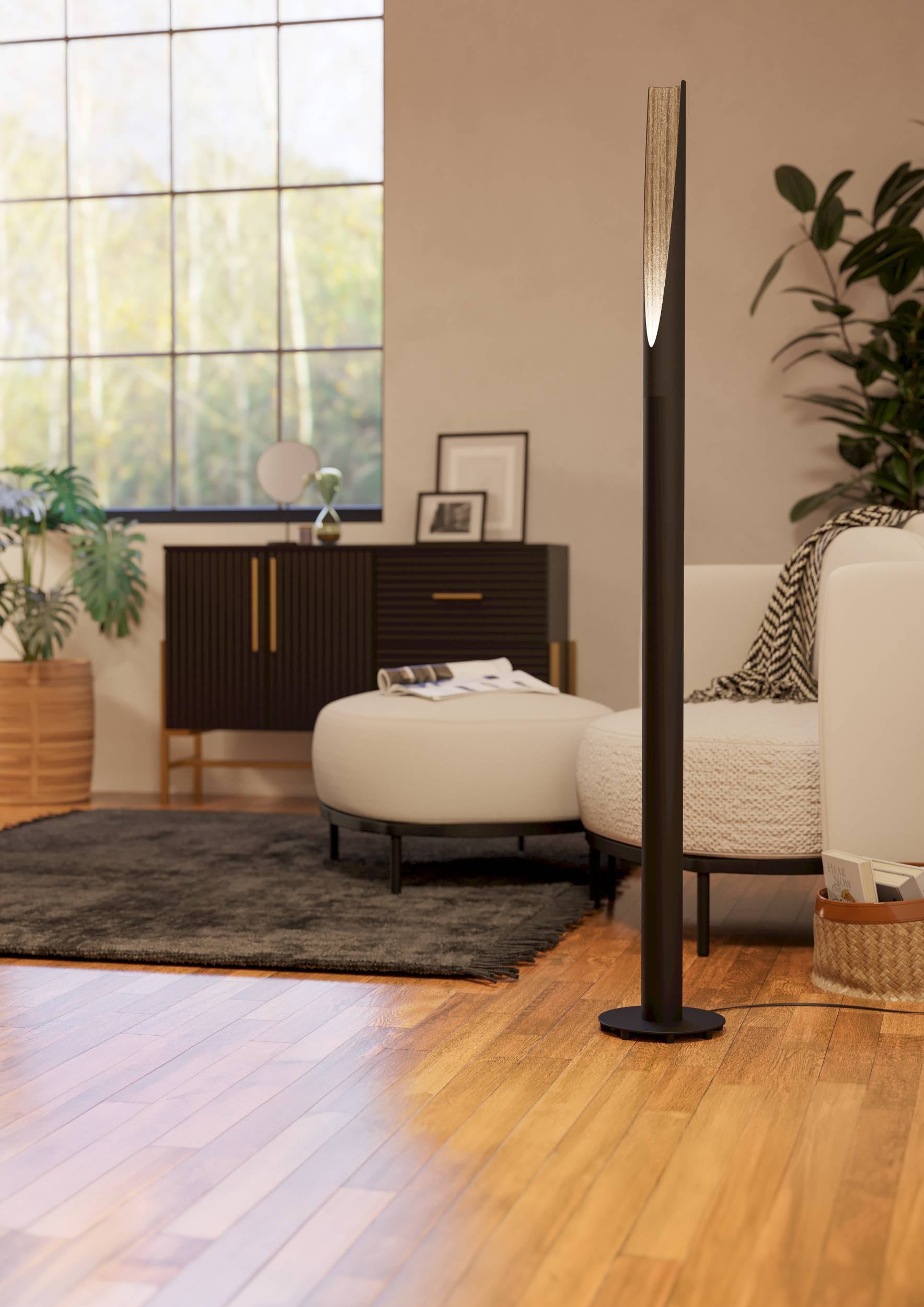 EGLO Stehlampe »Barbotto Stehlampe, Stahl und Holz, Wohnzimmerlampe, Standleuchte« GU10 1 Stk. Stehleuchte - H136,5 x Ø6 cm - schwarz, braun - 1X4,5W inkl.