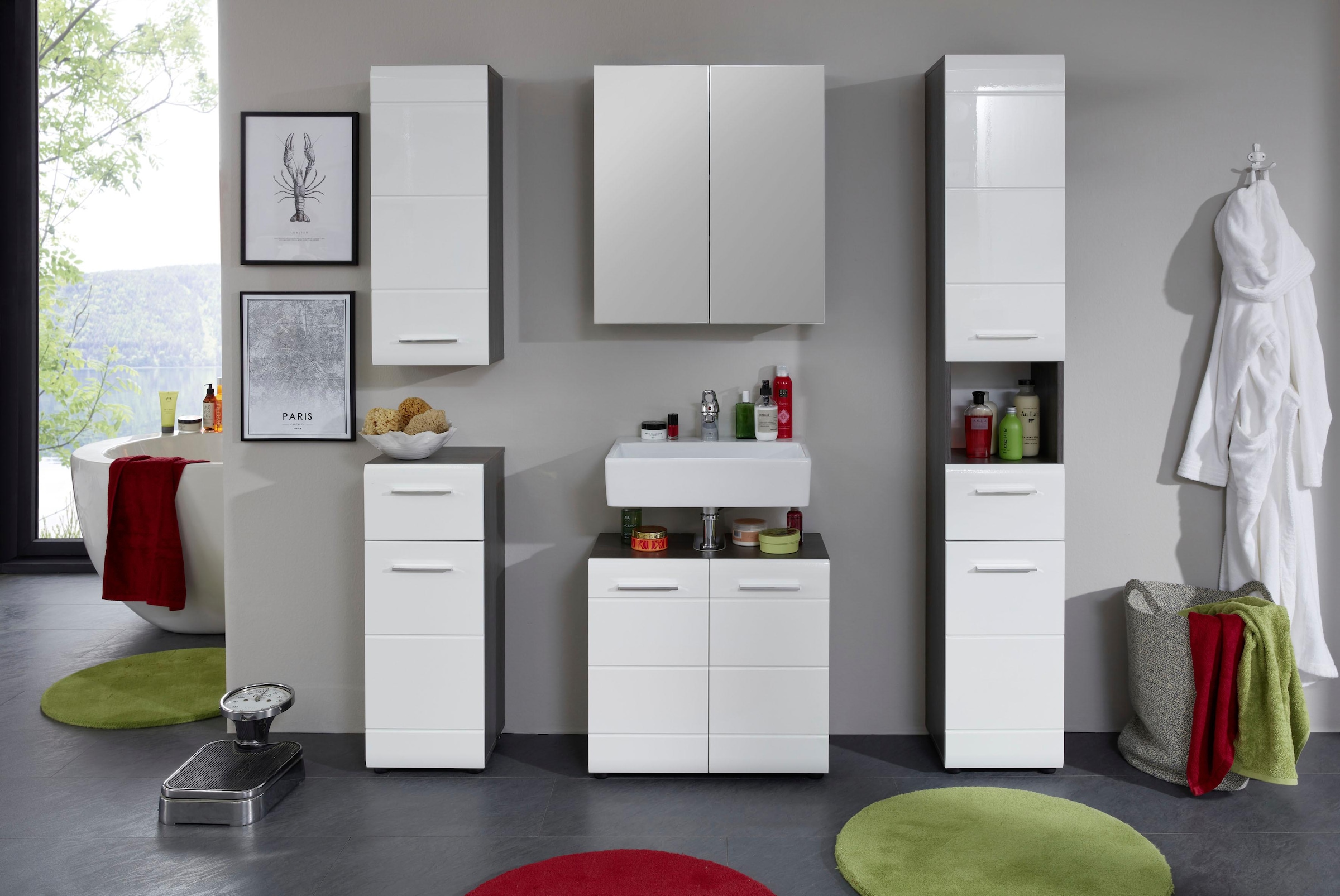 welltime Badmöbel-Set »Sovana«, (Set, 5 St.), Badezimmermöbel mit Fronten i günstig online kaufen