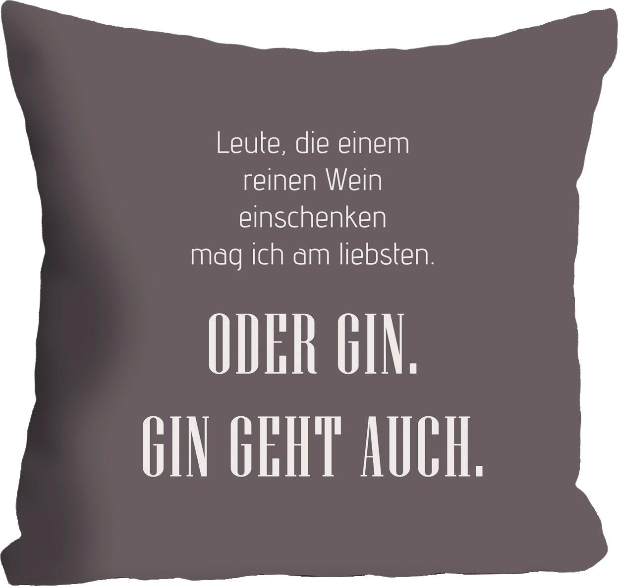 queence Dekokissen »Wein & Gin«, mit Schriftzug, Kissenhülle ohne Füllung, günstig online kaufen