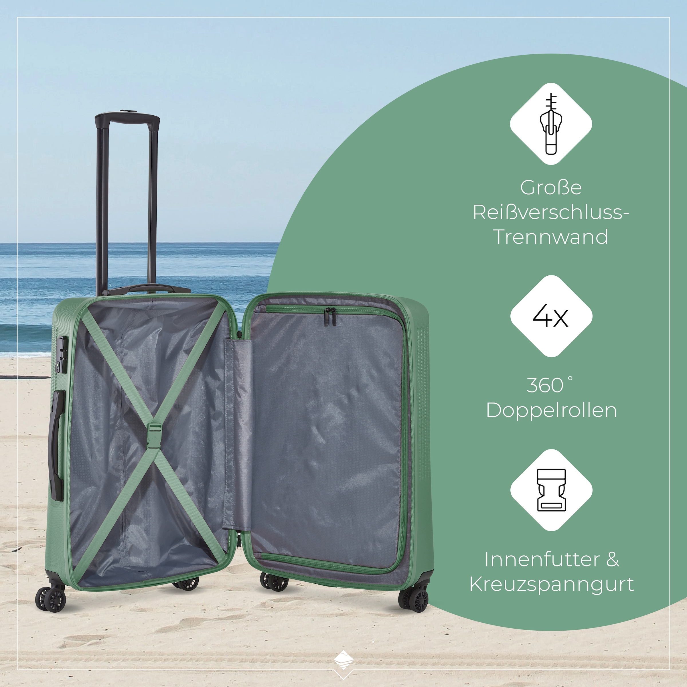 travelite Hartschalen-Trolley »BALI, in verschiedenen Größen und Farben«, 4 Rollen, Hartschallenkoffer Reisegepäck Reisekoffer TSA Schloss