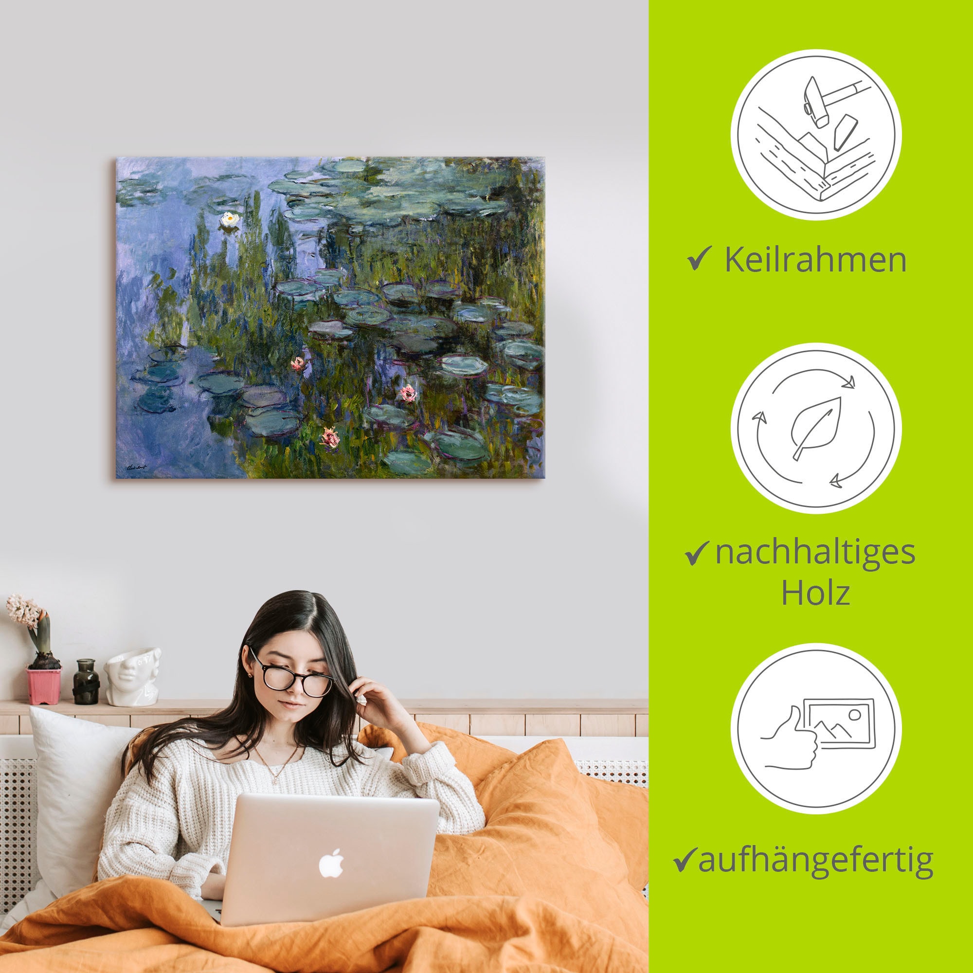 Artland Wandbild »Seerosen (Nympheas). 1918/1921.«, Blumen, (1 St.), als Leinwandbild, Poster, Wandaufkleber in verschied. Größen