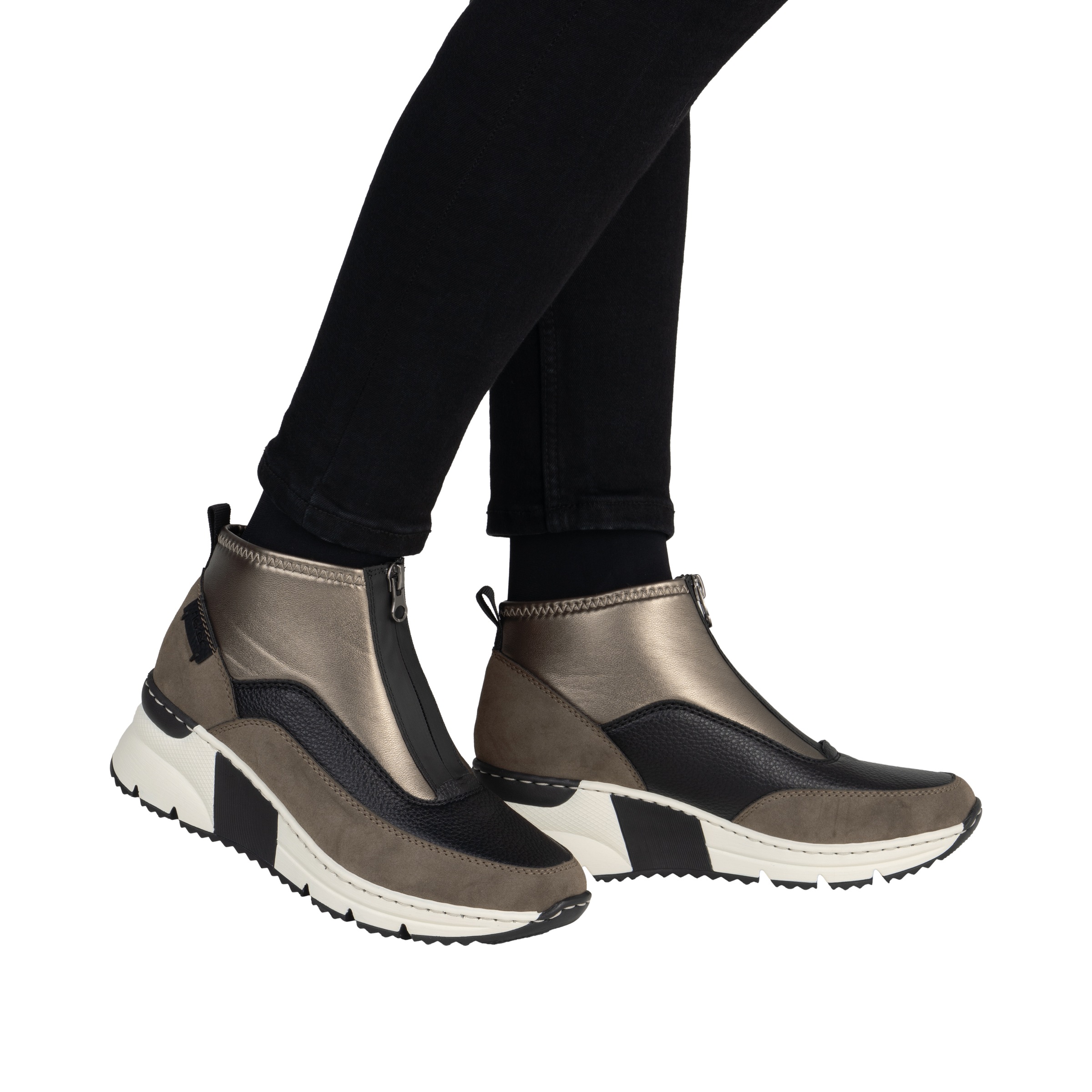 Rieker Schlupfboots  Stiefelette, High Top Sneaker mit Reißverschluss auf der Vorderseite