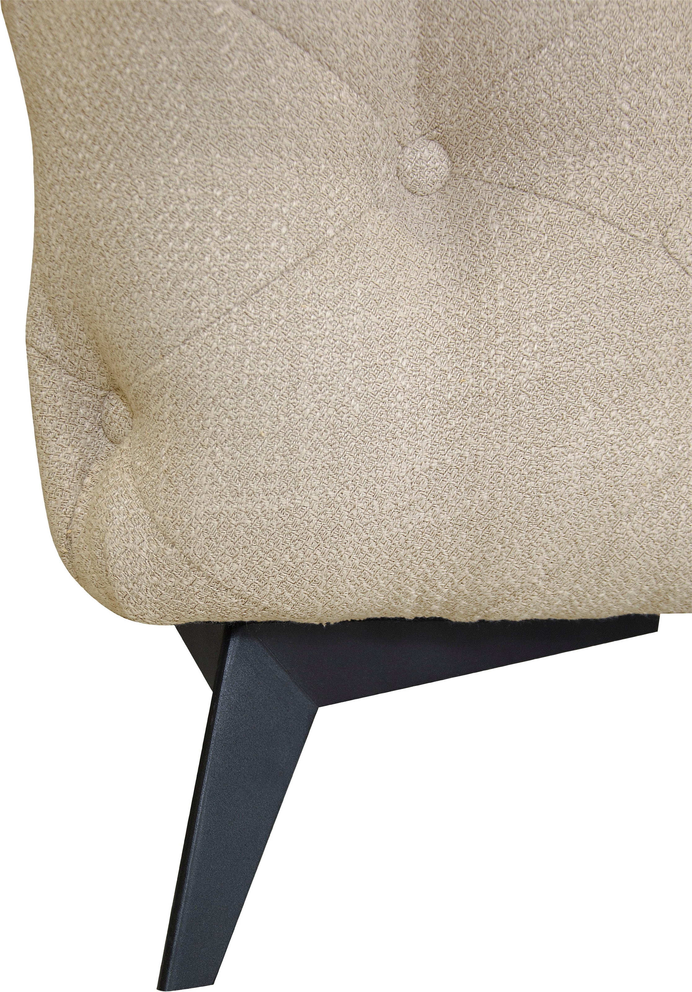 Leonique Chesterfield-Sofa »Ecksofa GLYNIS L-Form mit Wellenunterfederung, Maße B/T/H 323/264/75cm«, aufwändige Knopfheftung, moderne Chesterfield Optik, Fußfarbe wählbar