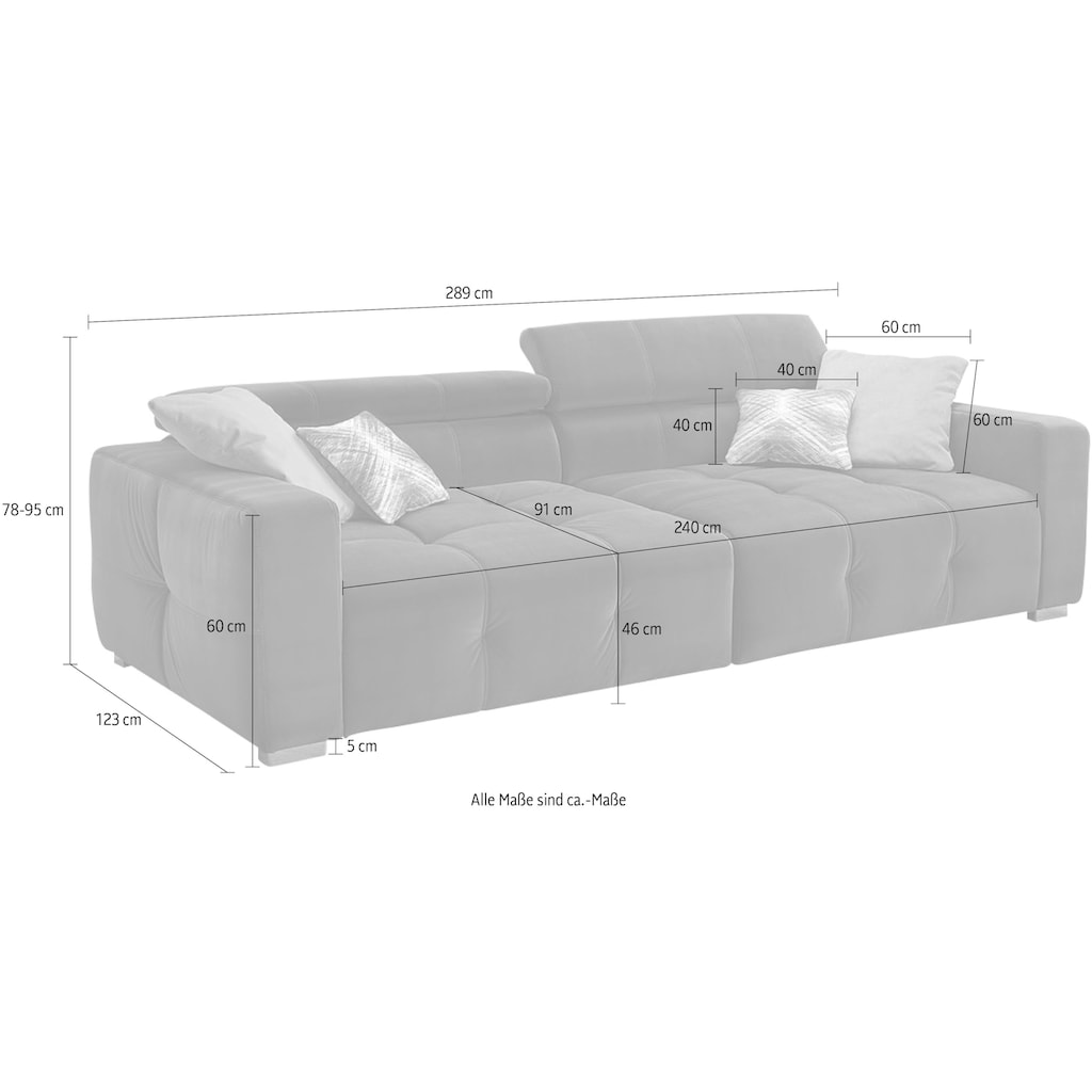 Jockenhöfer Gruppe Big-Sofa, mit Wellenfederung für einen angenehmen Sitzkomfort und mehrfach verstellbare Kopfstützen