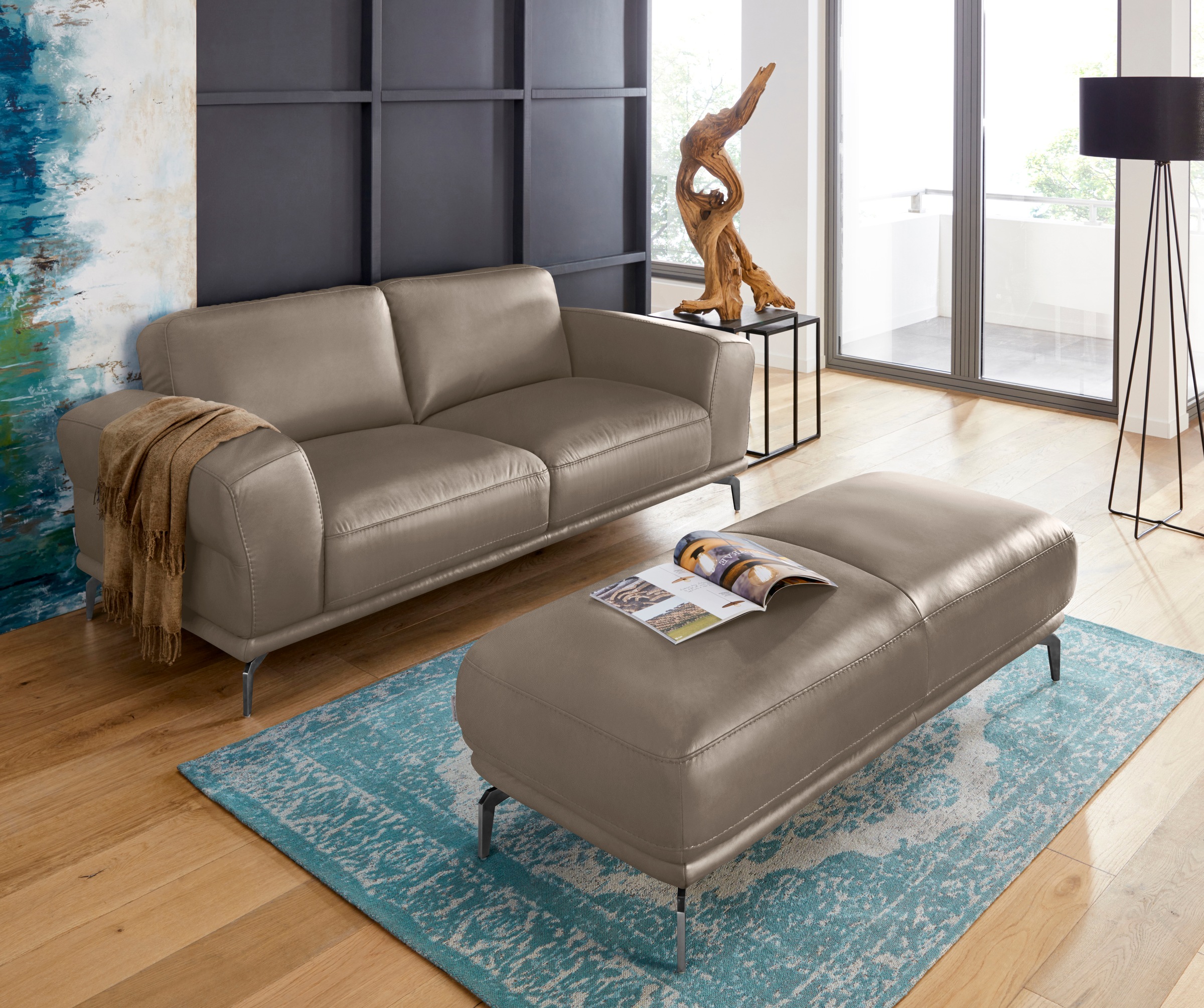W.SCHILLIG Hocker »montanaa«, mit Metallfüßen in Schwarz pulverbeschichtet, Breite 141 cm