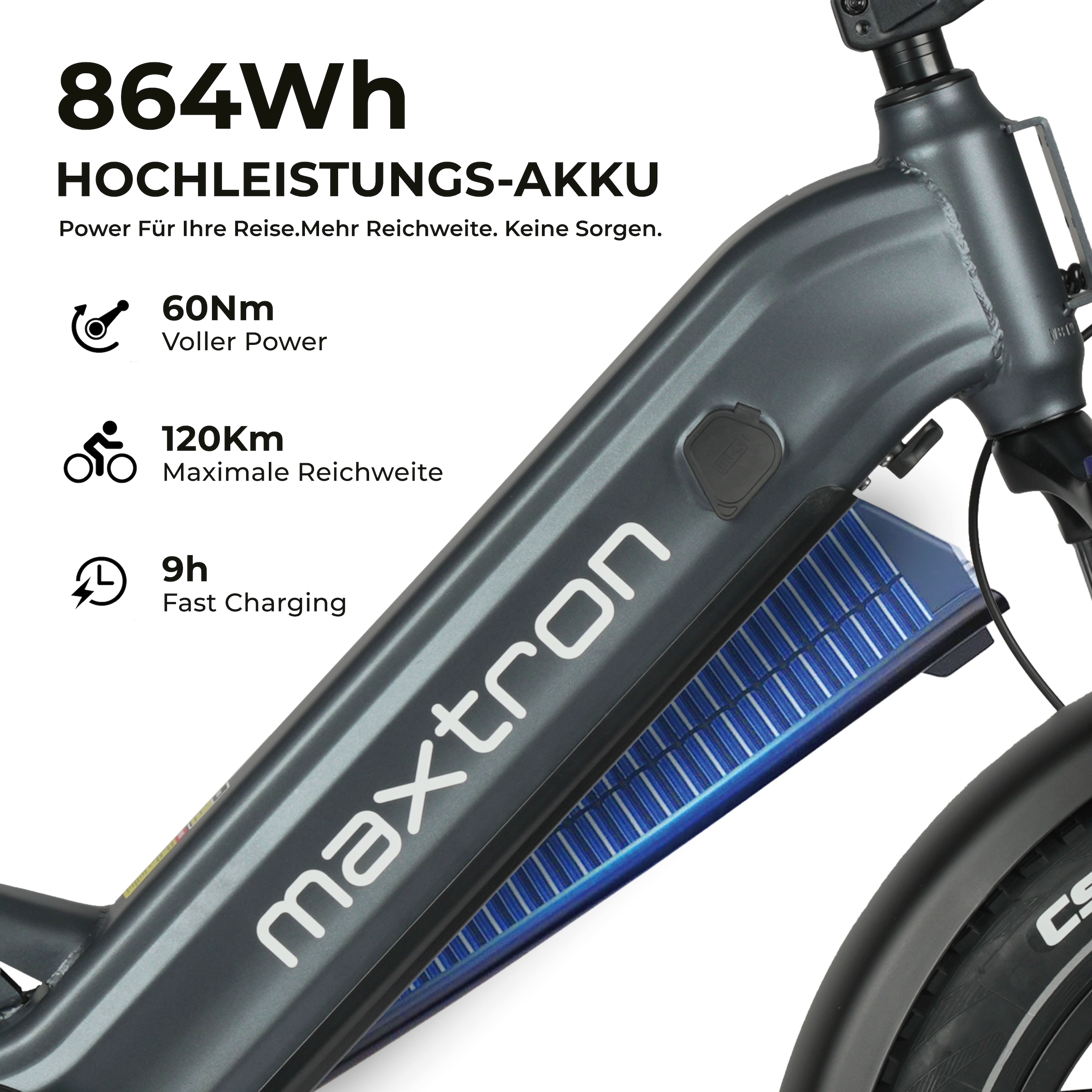 Maxtron »Maxtron Camel E-Bike compactbike« 7 Gang Shimano Kettenschaltung Heckmotor 500 W Packung,  20-Zoll-Fettreifenfahrrad mit Vorder- und Hinterradfederung