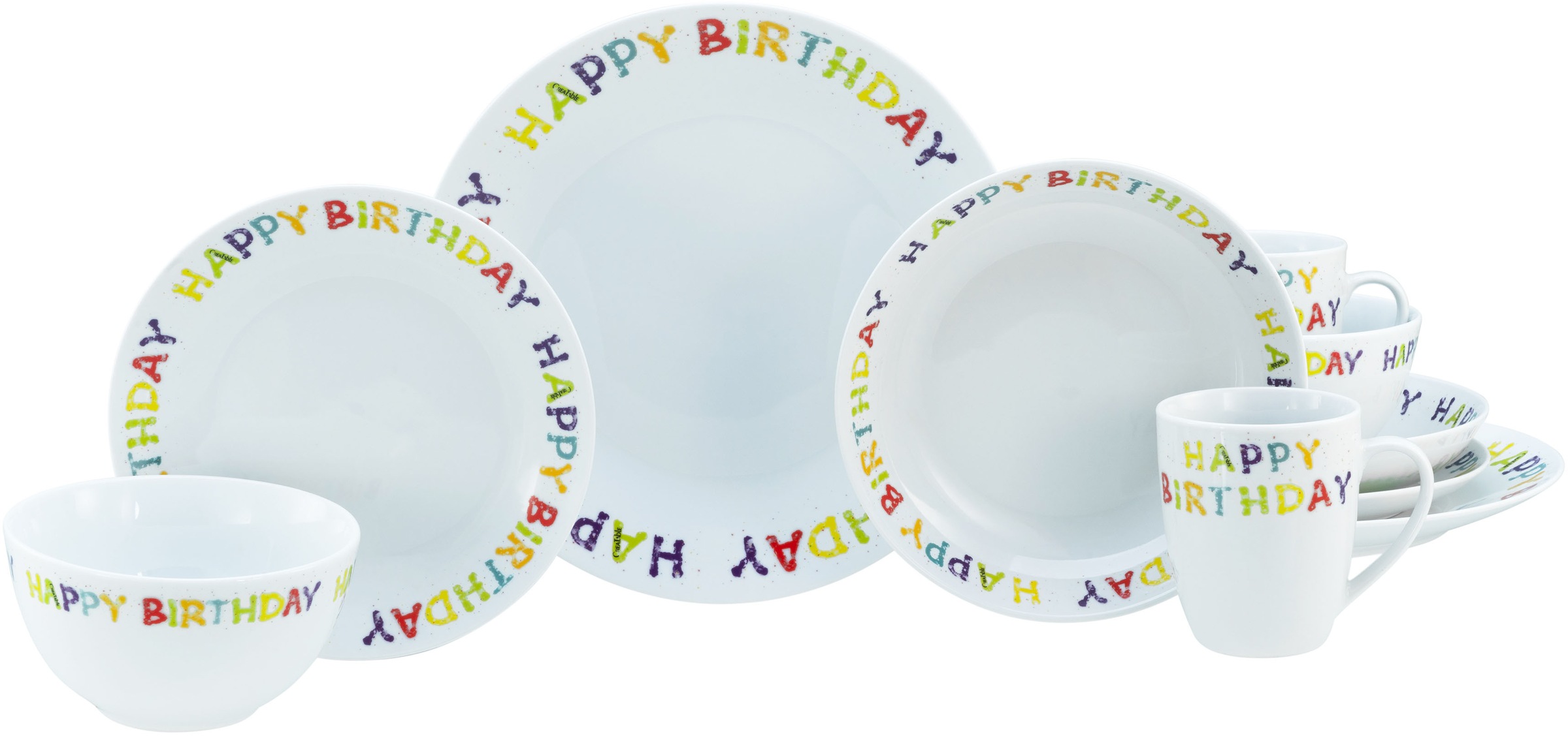 CreaTable Kombiservice »Happy Birthday, Kombi-Service 10-tlg.«, (Set, 10 tl günstig online kaufen