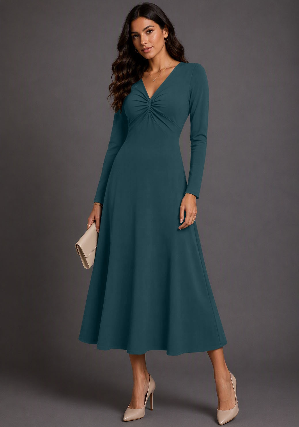 Laura Scott Abendkleid aus weicher Stretchware, figurbetonte Passform, wadenlang