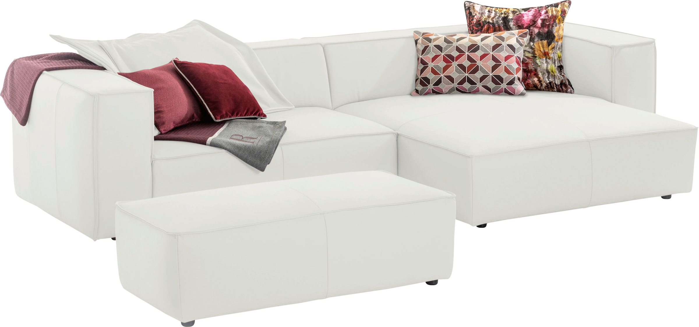 W.SCHILLIG Ecksofa »around-the-block, modern und elegant, bequem, L-Form«, mit eleganter Biese, mit Federkern