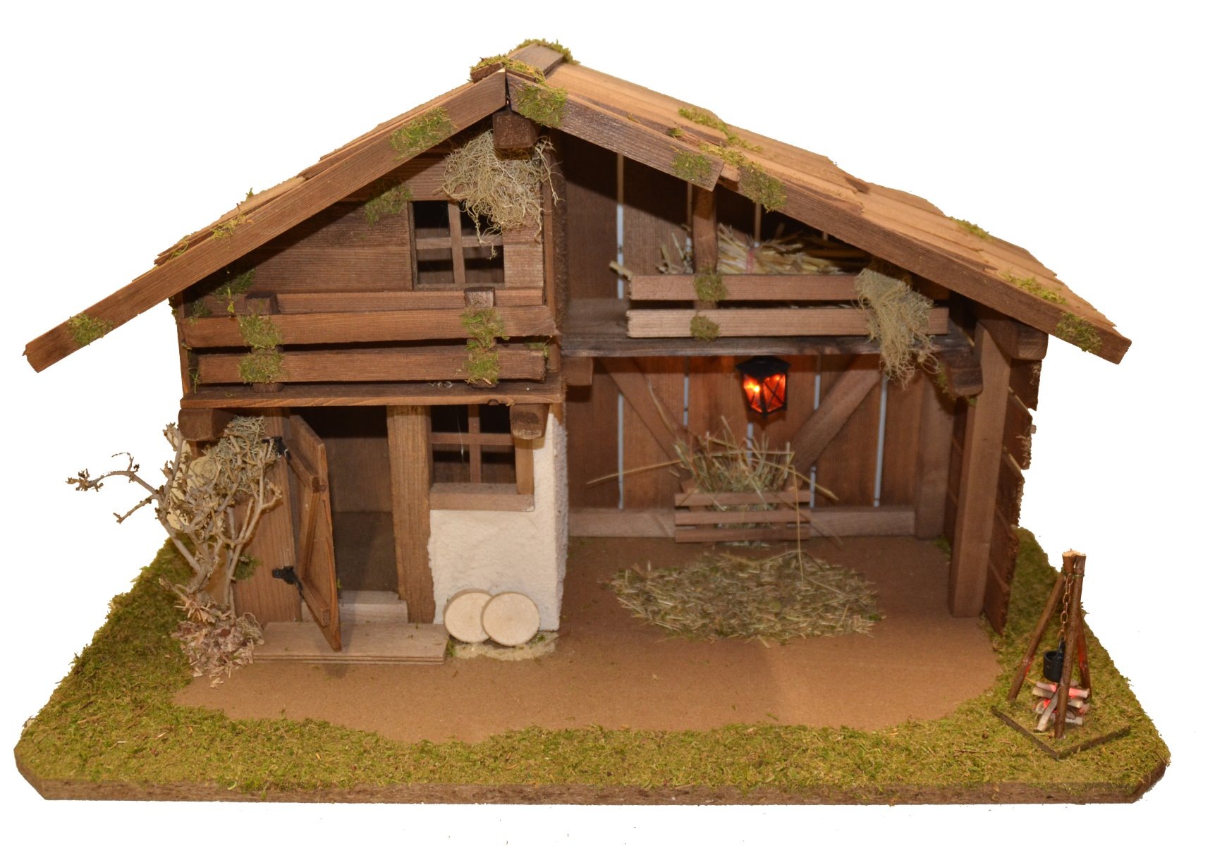 Alfred Kolbe Krippe »Krippenstall mit Trafo« mit Busch, Laterne, Lagerfeuer günstig online kaufen
