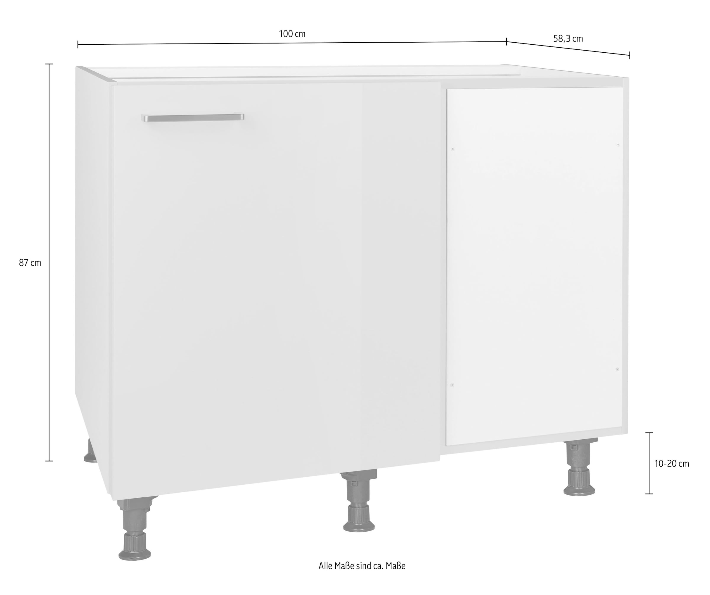 nobilia® Eckunterschrank »"Flash", vormontiert« mit höhenverstellbaren Sockelfüßen, Breite 100 cm