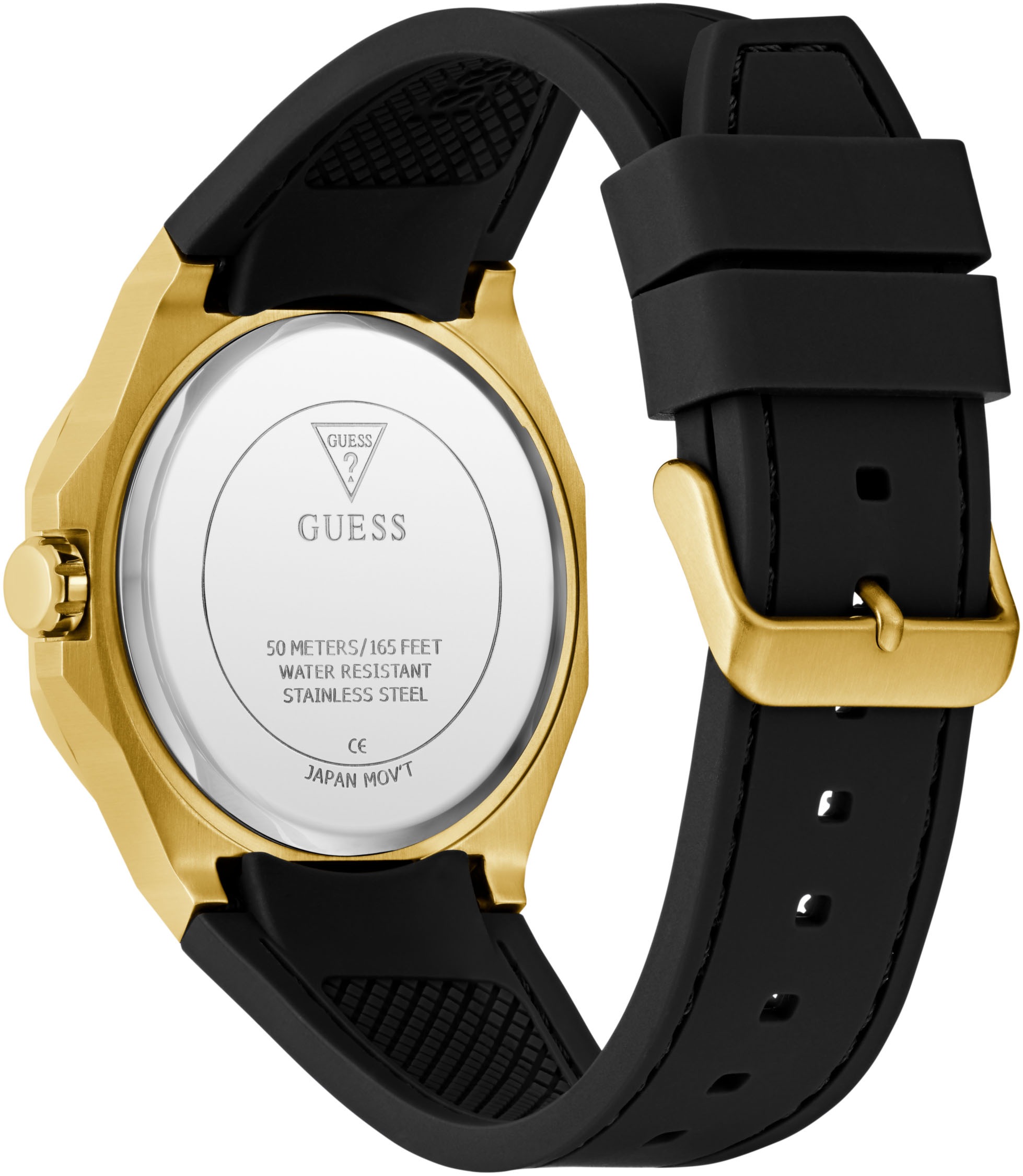 Guess Quarzuhr »EMPEROR«, Armbanduhr, Herrenuhr, Silikonarmband, Geschenkidee, analog