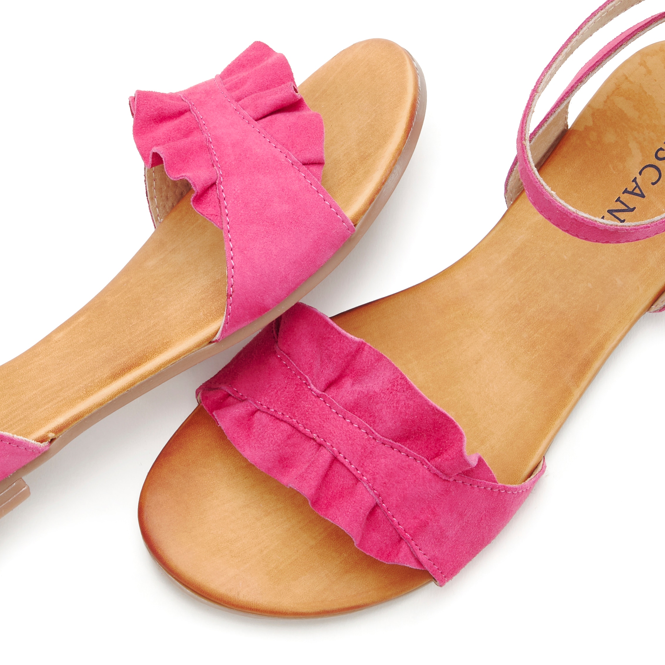 LASCANA Sandale »Sommerschuh«, Sandalette, Sommerschuh aus hochwertigem Leder mit kleinen Rüschen