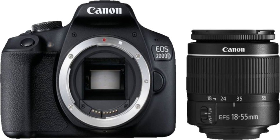 Canon Spiegelreflexkamera »EOS 2000D Kit 18-55 mm DC III«, EF-S 18-55mm f/3.5-5.6 III, 24,1 MP, WLAN (WiFi)-NFC