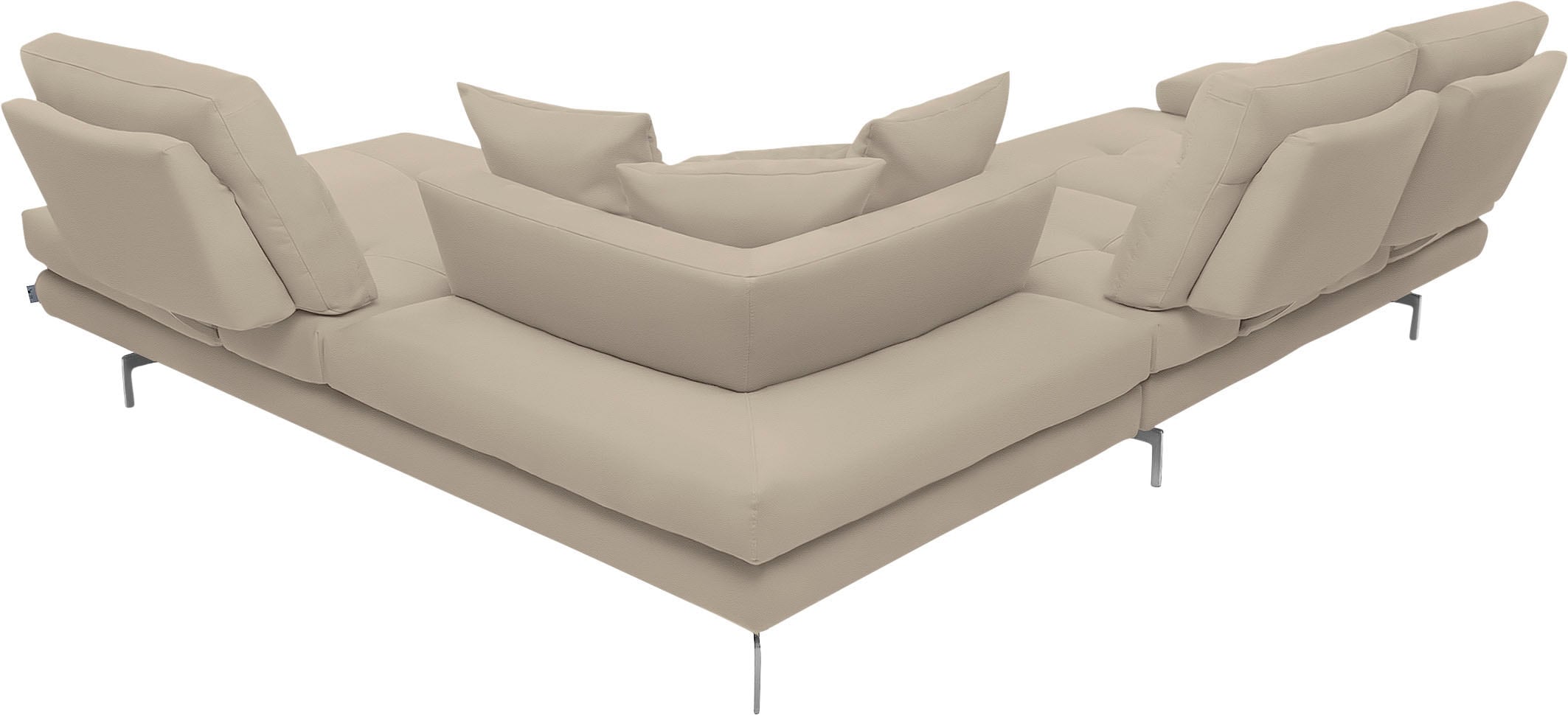 CALIA ITALIA Ecksofa »Toby Wing, L-Form, Designsofa mit sensationellem Sitzkomfort«, Sitztiefenverstell.,wahlw. mit Kissen-Set, Füße chrom glänzend