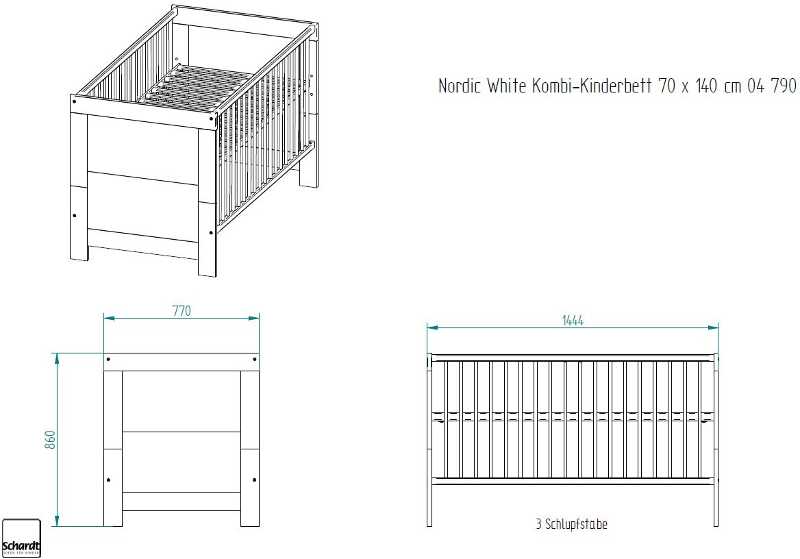 Schardt Babyzimmer-Komplettset »Nordic (Set, Kinderbett, Schrank Raten auf 3 und in Made St.), White«, Wickelkommode Germany; kaufen mit