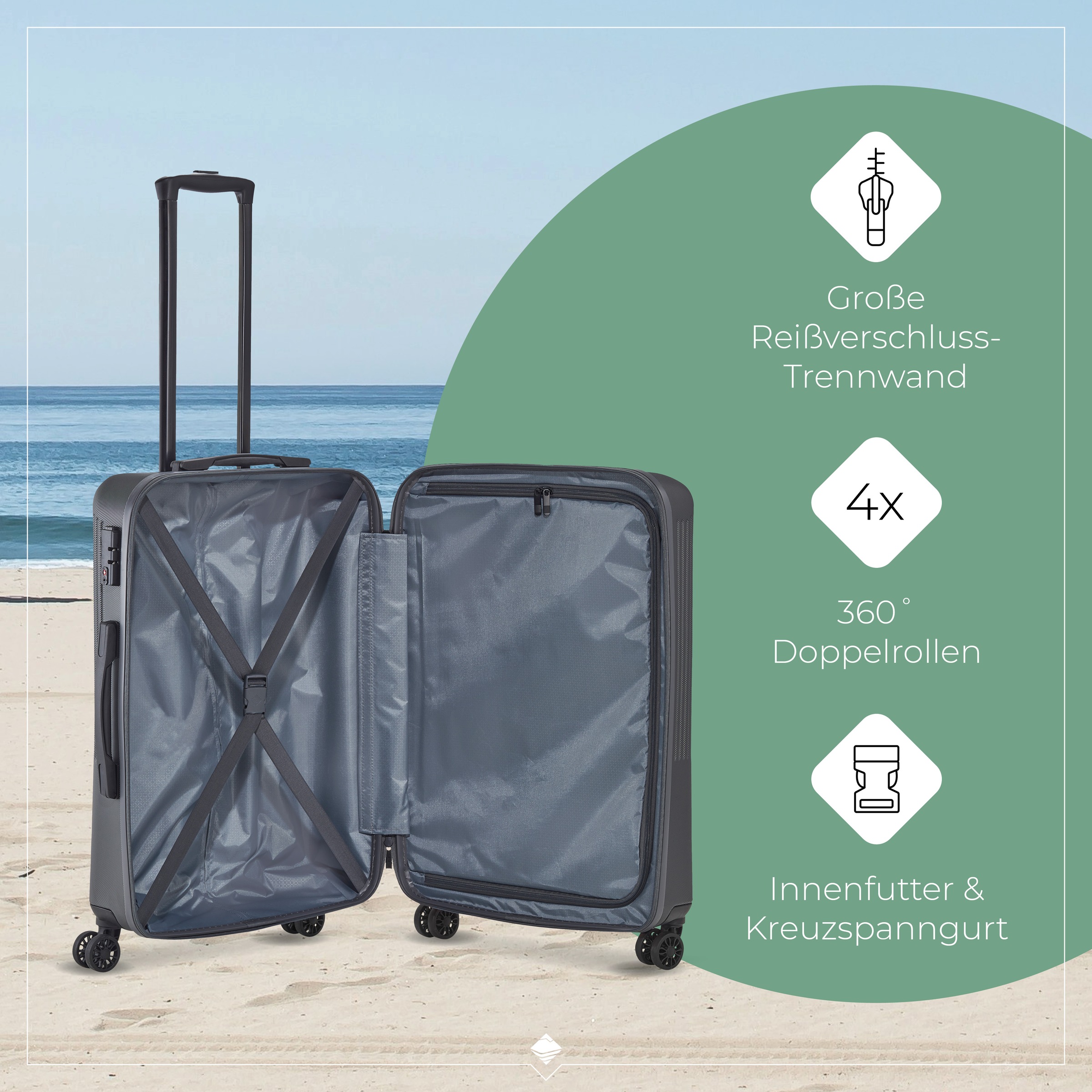 travelite Hartschalen-Trolley »BALI, in verschiedenen Größen und Farben«, 4 Rollen, Hartschallenkoffer Reisegepäck Reisekoffer TSA Schloss