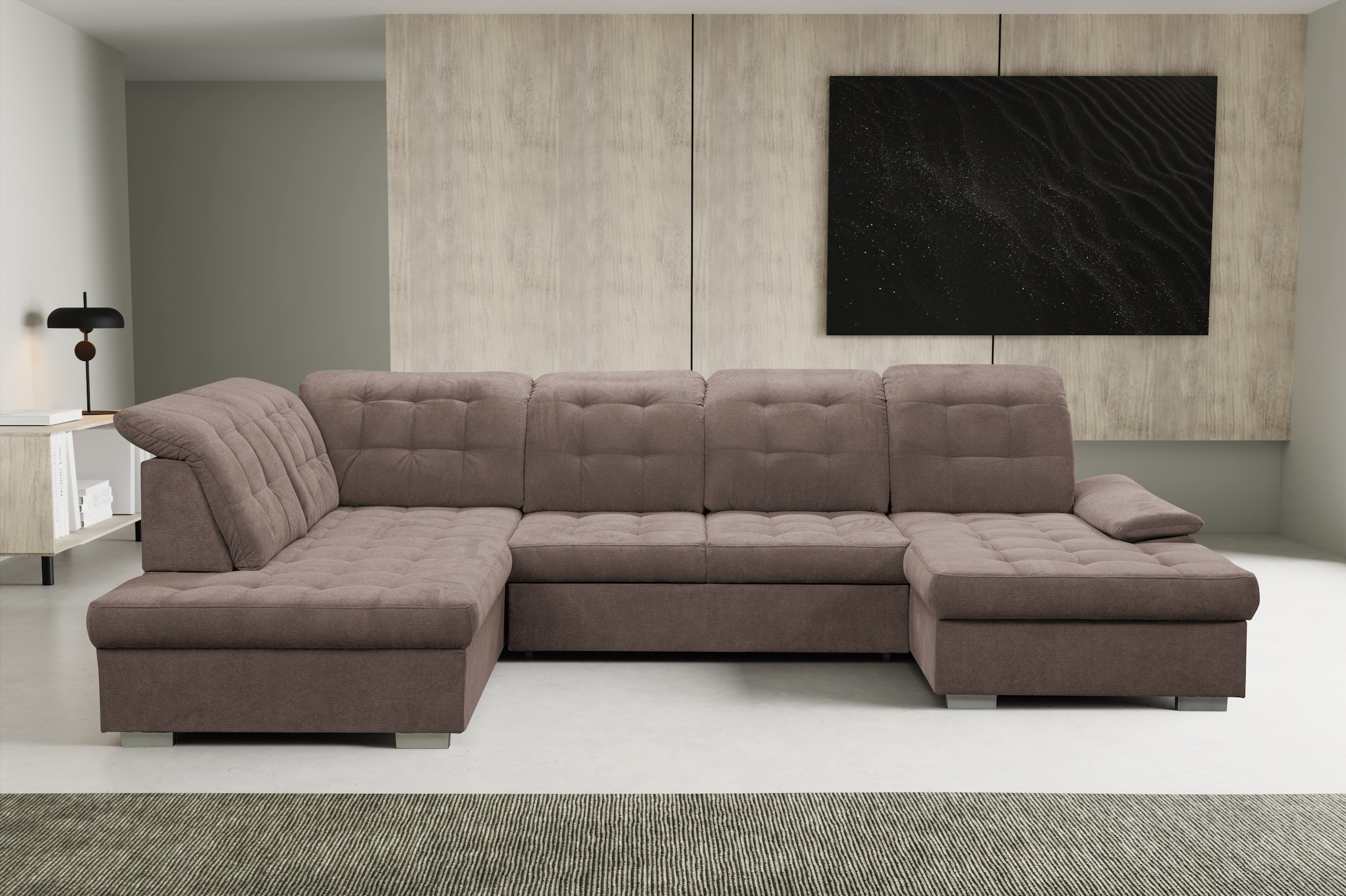 WERK2 Wohnlandschaft "Kordula-New U-Form", Sofa in U-Form mit Schlaffunktio günstig online kaufen