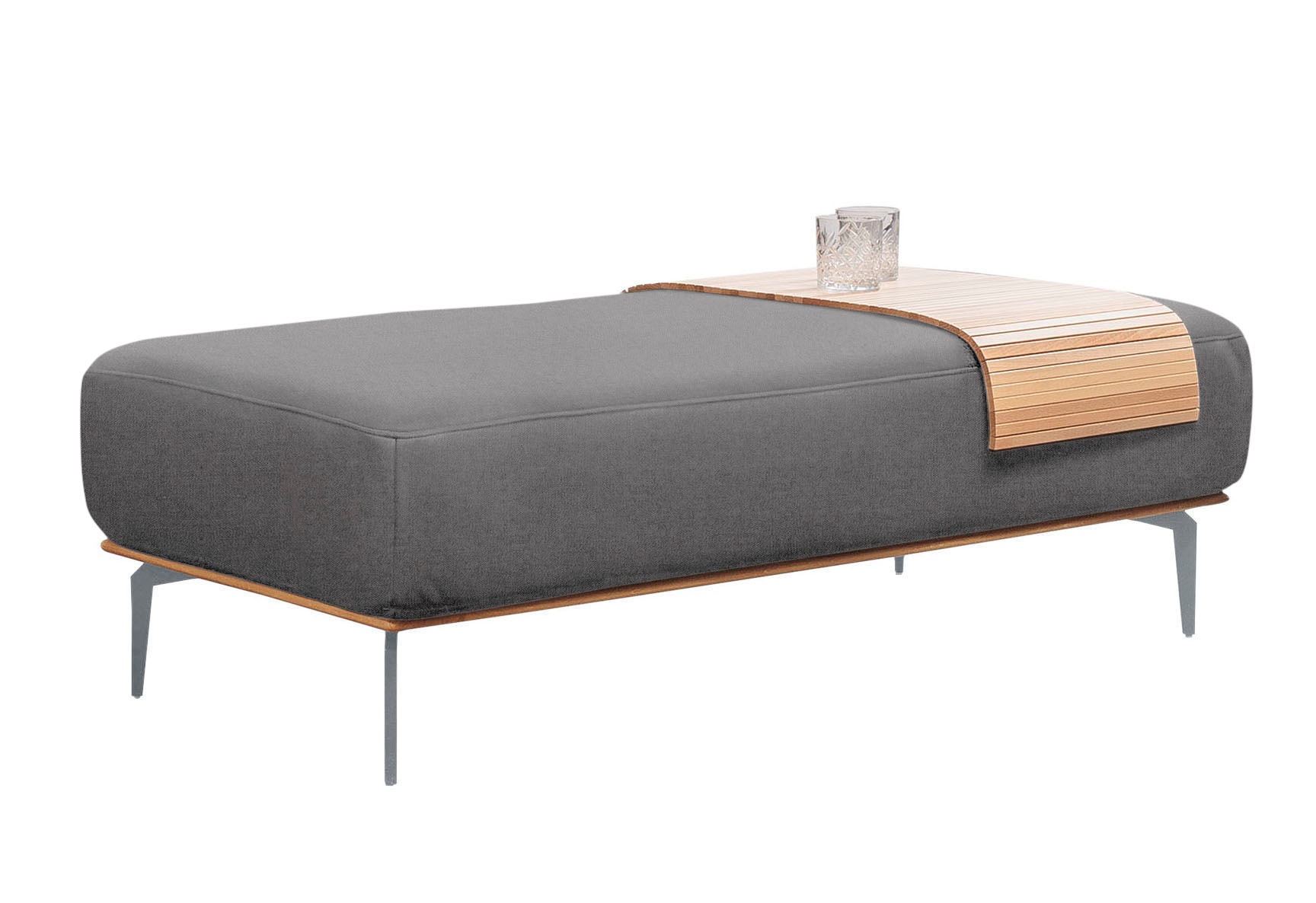 W.SCHILLIG Polsterhocker »run«, mit elegantem Holzsockel, Füße in Silber matt, Breite 150 cm