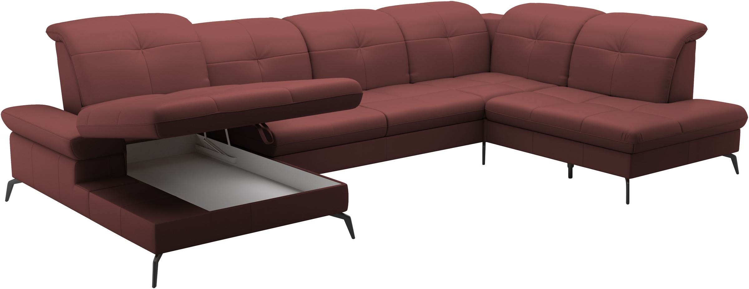 sit&more Wohnlandschaft »Amica, U-Form, inkl. Sitztiefenverstellung und Armteilverstellung«, wahlweise mit Kopfteilverstellung, Bettfunktion und Bettkasten