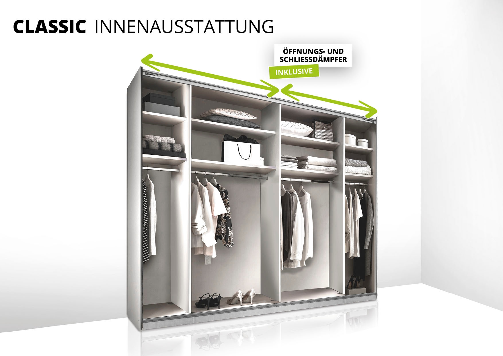 STAUD Schwebetürenschrank »Sonett 120, Made in Germany«, mit vier verschiedenen Ausstattungsvarianten