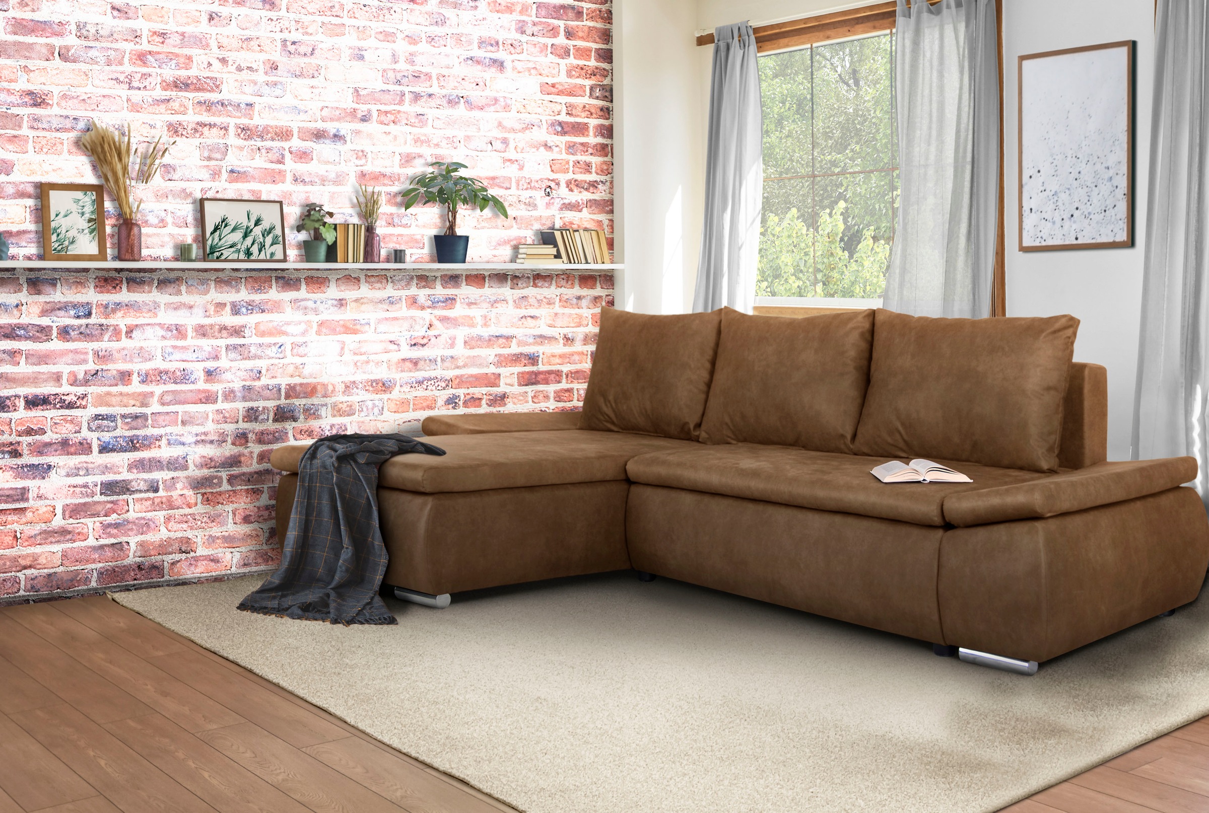 Home affaire Ecksofa Acra L-Form, mit Bettfunktion und Bettkasten, in Matte günstig online kaufen