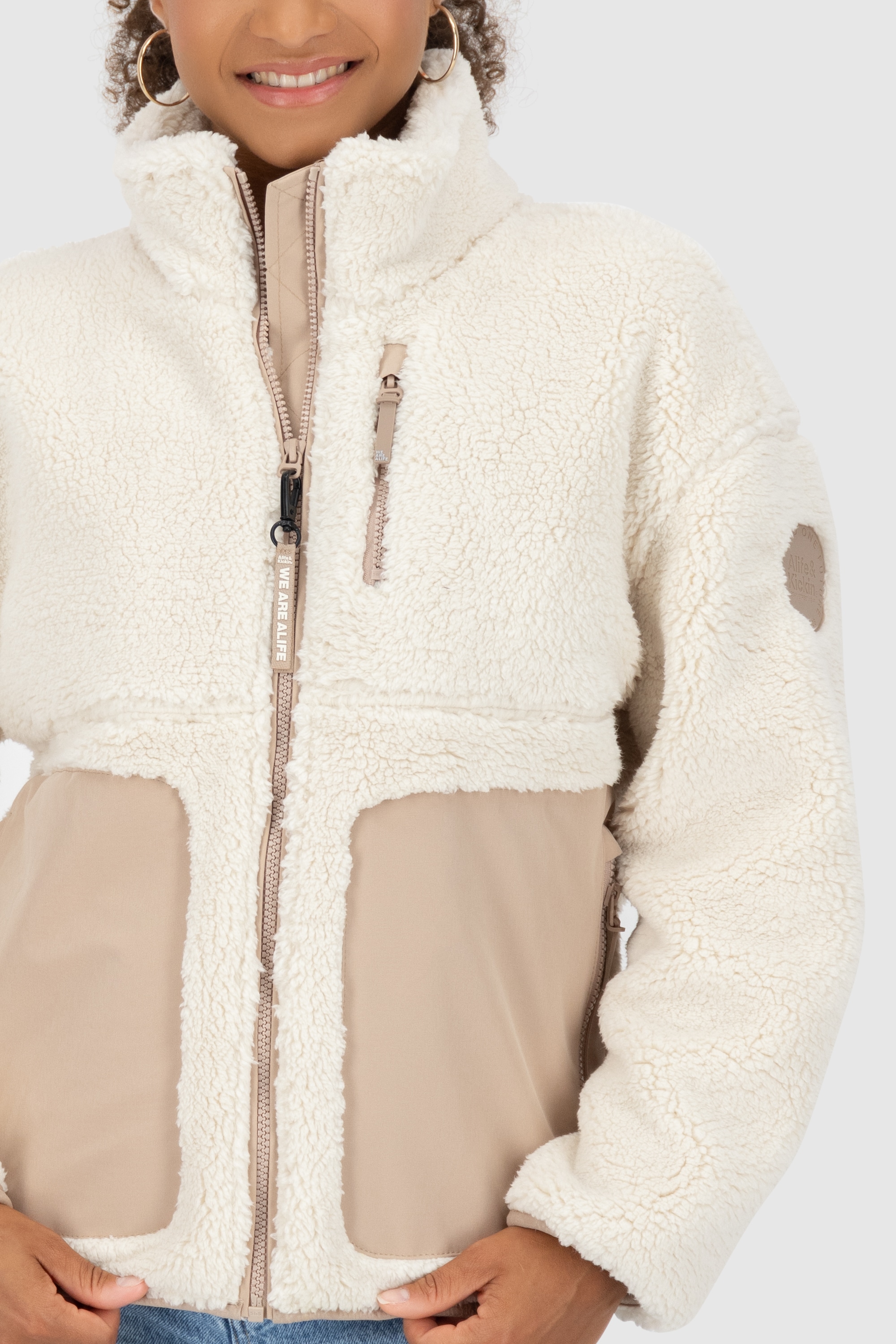 Alife & Kickin Winterjacke »Damen AnoukAK G«, ohne Kapuze, Stylische Teddy Plüschjacke mit hohem Kragen und Fleece-Innenfutter