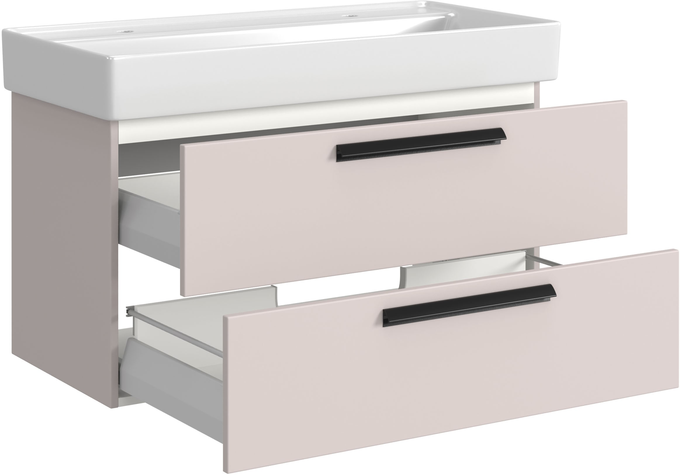 welltime Badmöbel-Set »SALVADA, 2tlg-Set, gedämpfte Scharniere, Softclose, Keramikbecken« Maße (B/T/H): 100/47,5/200 cm, 