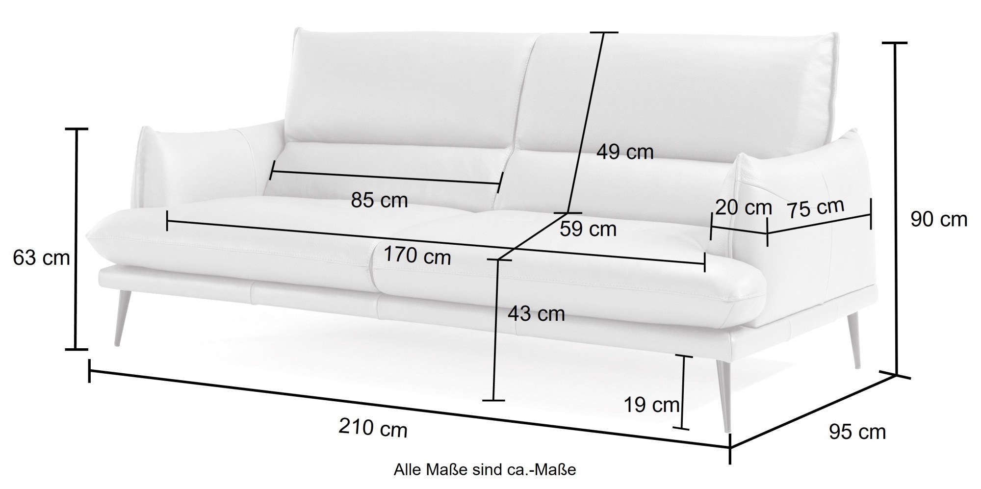 Egoitaliano 2,5-Sitzer »FUNNY, hochwertiges und aktuelles Design, bequeme Rückenlehne«, toller Sitzkomfort
