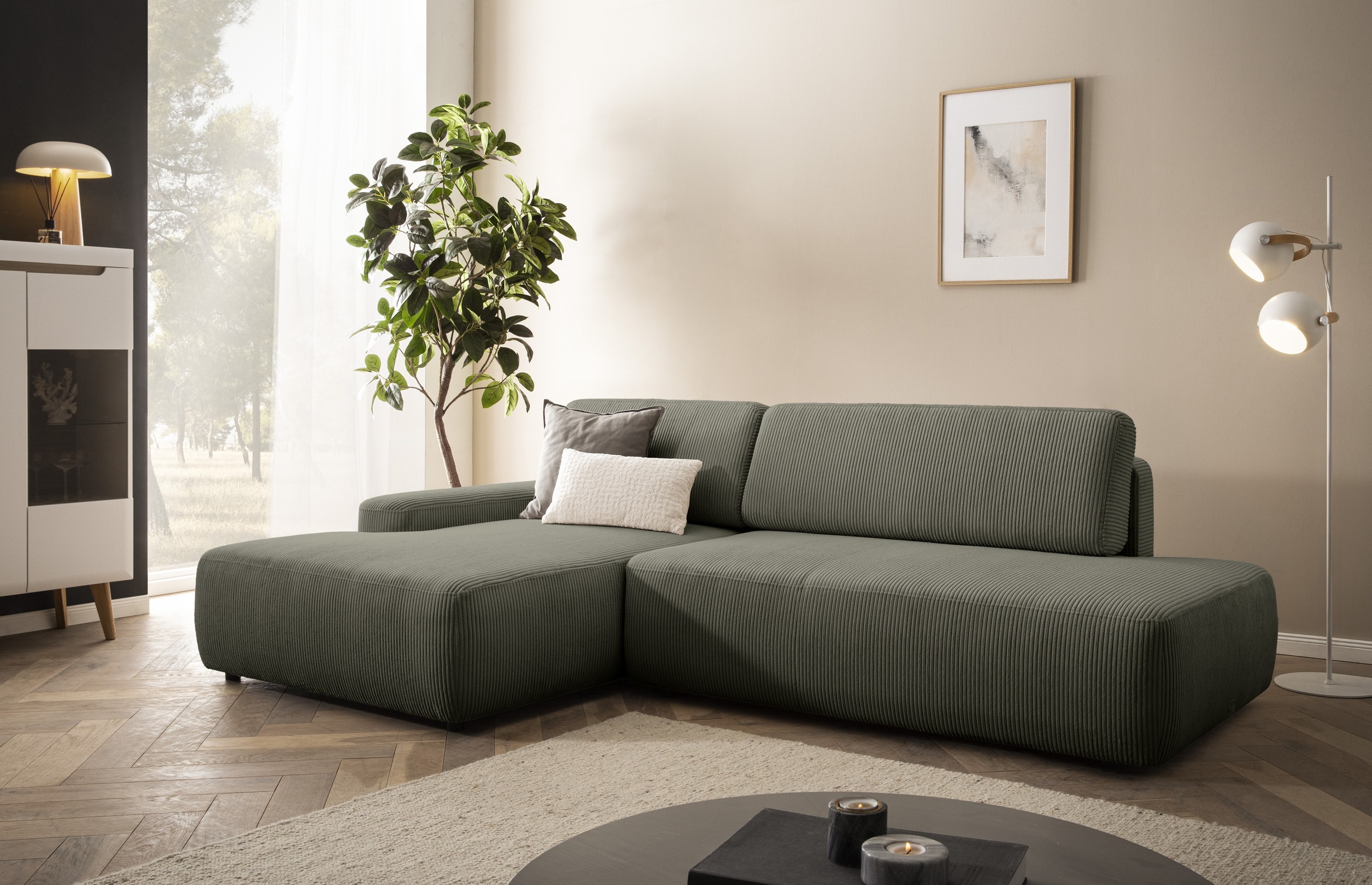 Home affaire Ecksofa »TORGE, Schlafsofa Cord, Samtvelours u. Strukur fein, günstig online kaufen