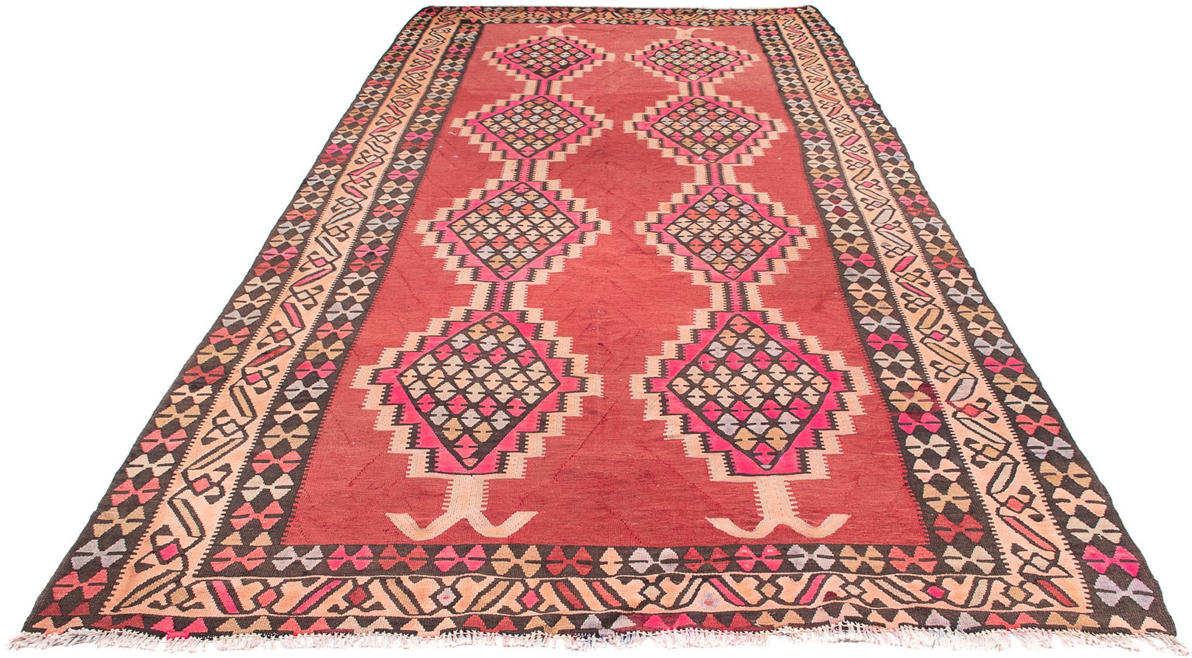 morgenland Wollteppich »Kelim - Old - 380 x 185 cm - rot«, rechteckig, 4 mm günstig online kaufen