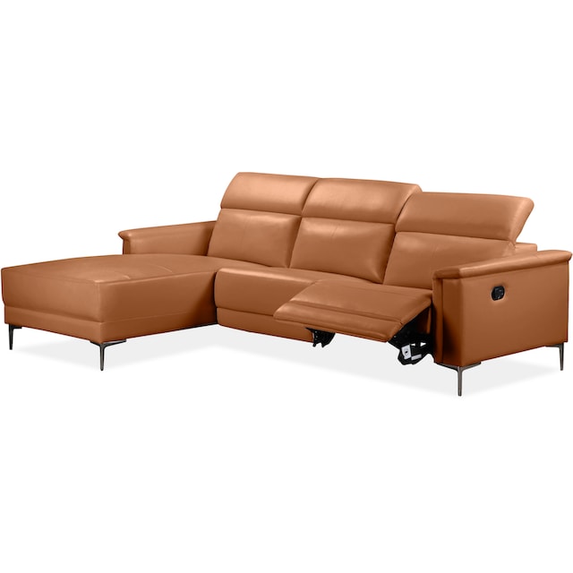 Places of Style Ecksofa »Lund 261 cm mit Recamiere in Echtleder,  Kunstleder, Webstoff«, mit man. o. elektr. Relaxfunktion und USB/  Kopfteilverstellg auf Raten kaufen