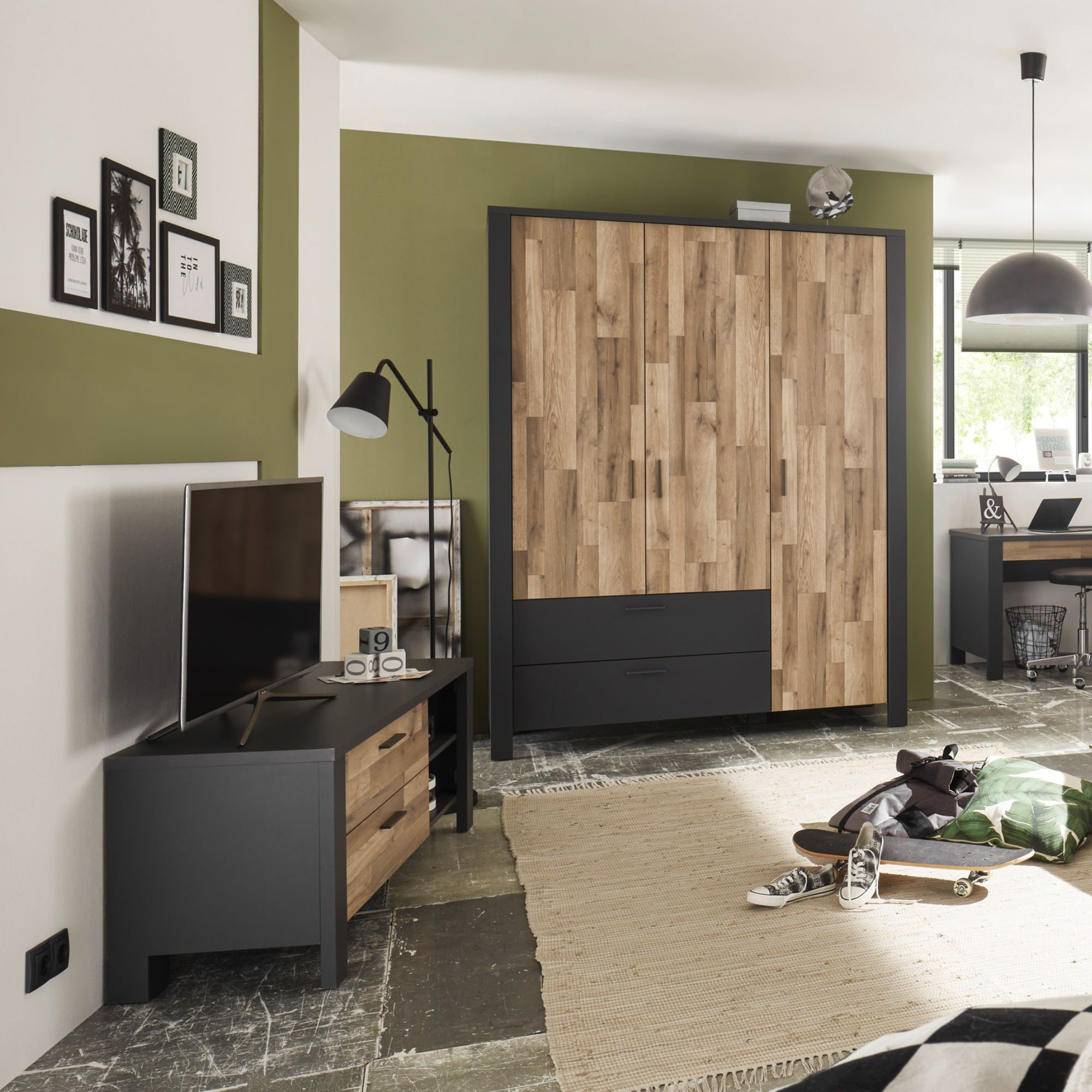 Begabino TV-Board »Dallas Lowboard, TV-Kommode«, für TV bis 43 Zoll geeignet, TV Möbel mit Schubkästen