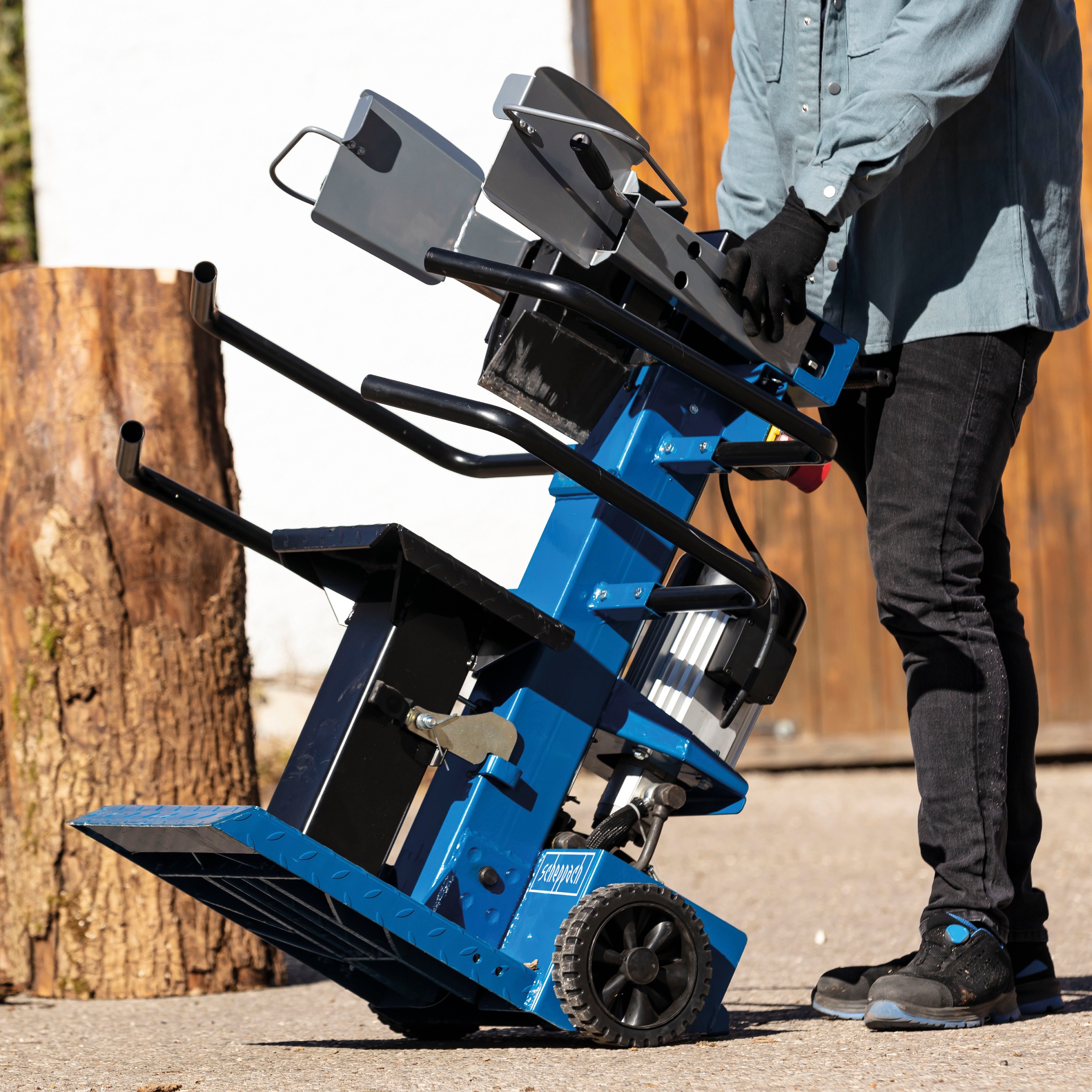 Scheppach Holzspalter »»Com 8t«, 3150 W / 3500 W, Patentierte Spalttechnik«, einziger Spalter Europas unter 8 t der Meterholz spalten kann
