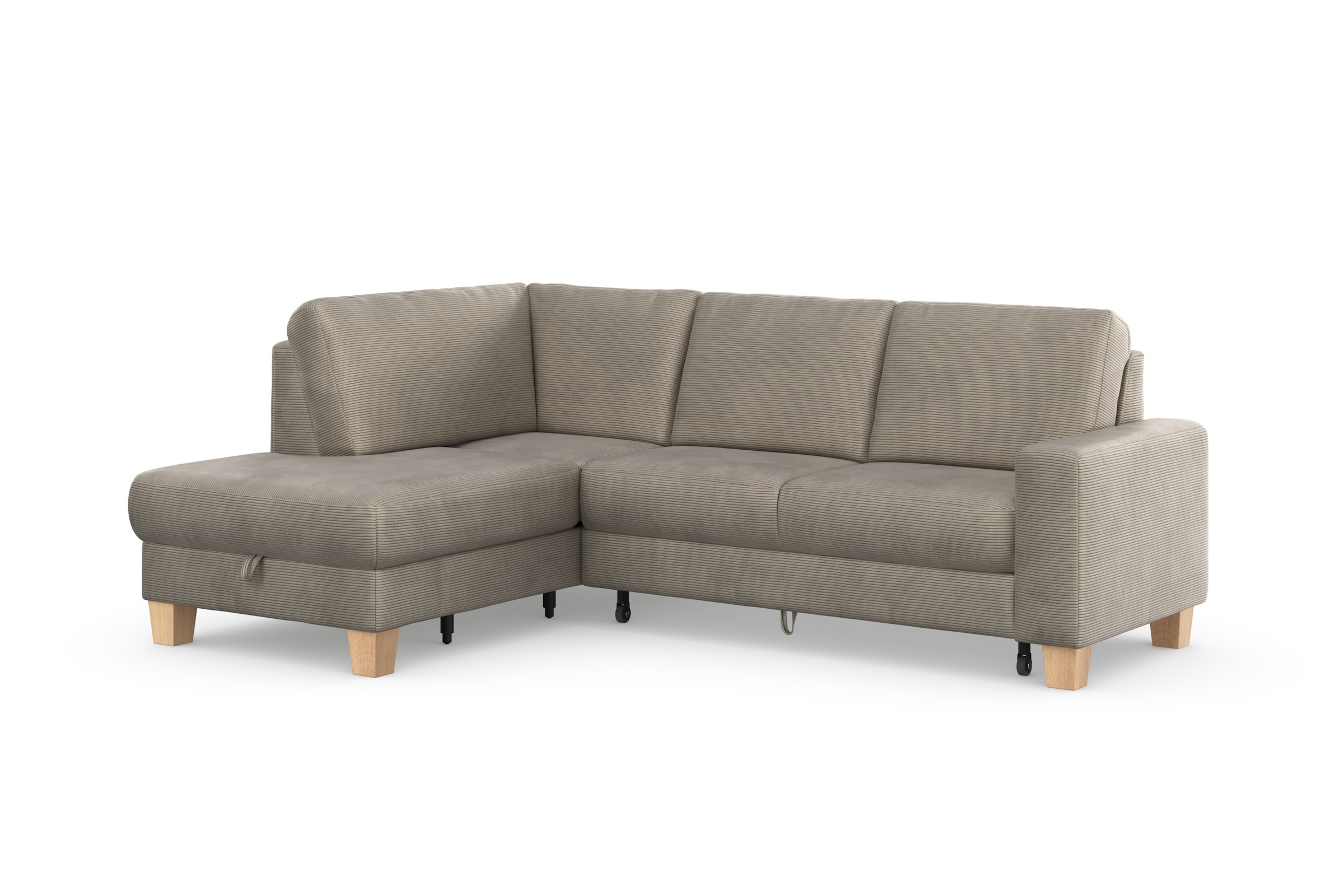 Home affaire Ecksofa »Summer L-Form«, mit Ottomane, wahlweise mit Bettfunktion und Bettkasten, Cord-Bezug
