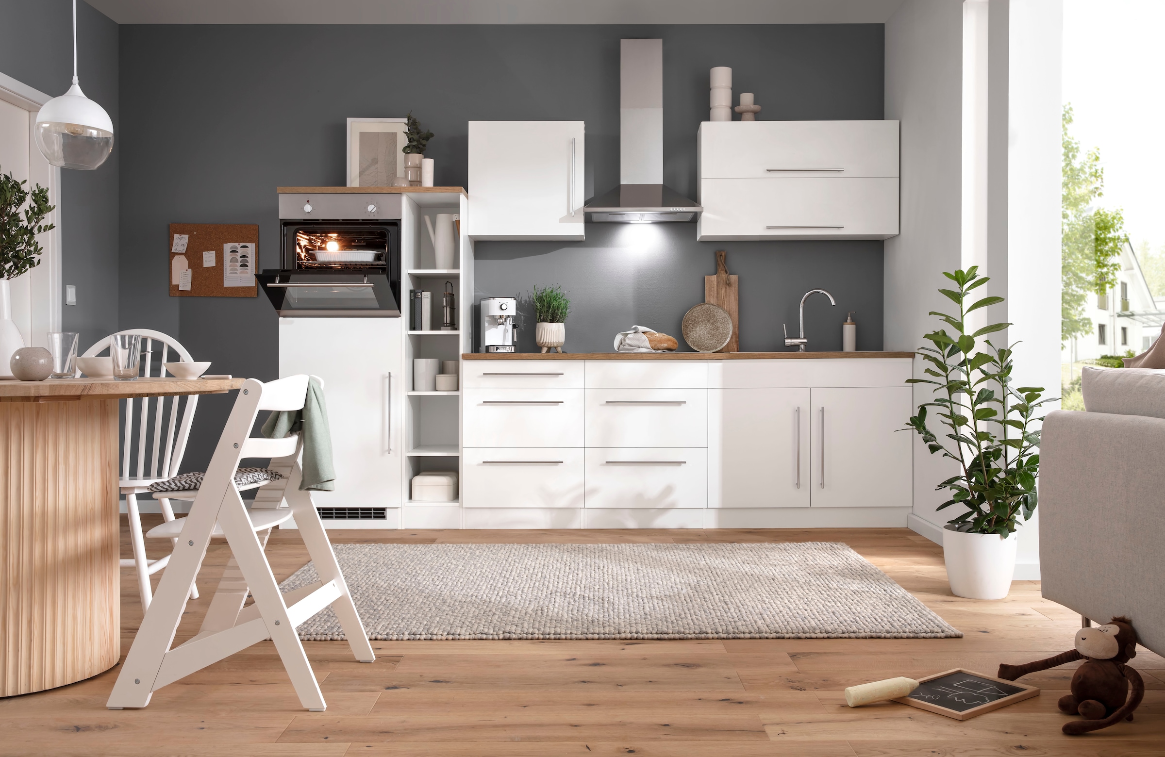 KOCHSTATION Küchenzeile »KS-Samos« Breite 300 cm, wahlweise mit E-Geräten und Induktionkochfeld