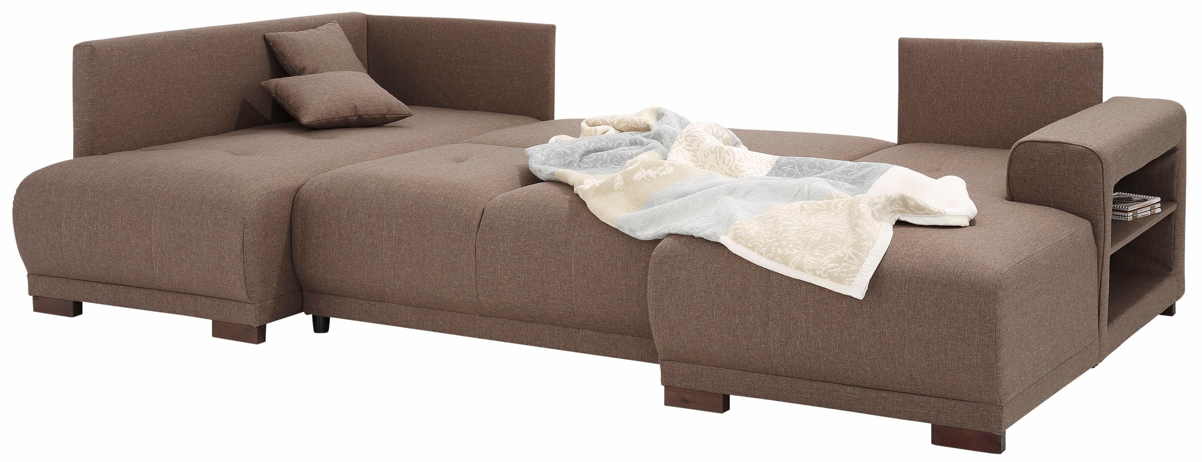 Home affaire Wohnlandschaft »Viborg U-Form«, mit Regal in der Armlehne, wahlweise mit Bettfunktion