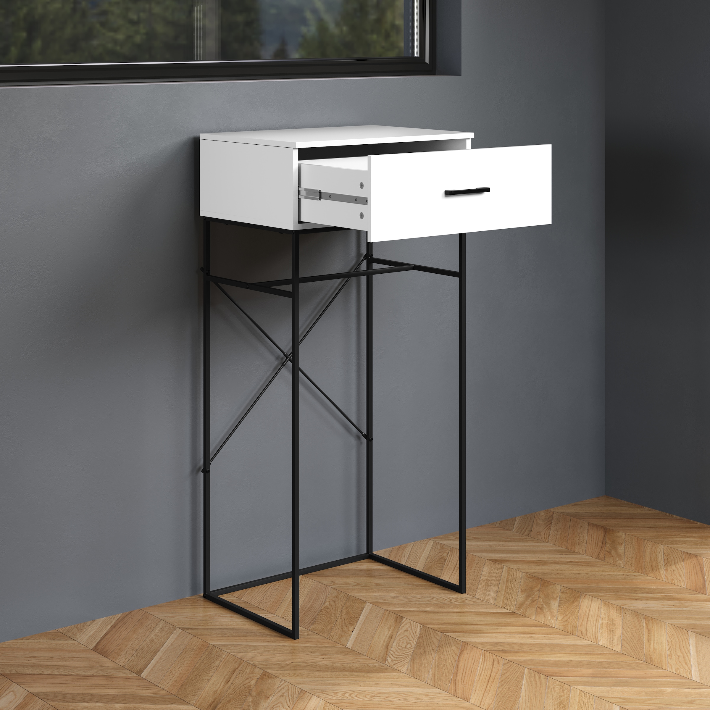 INOSIGN Beistelltisch »Sterling«, (1 St.), Konsolentisch mit Schublade und integrierter Aufhängung - 60/48/132 cm