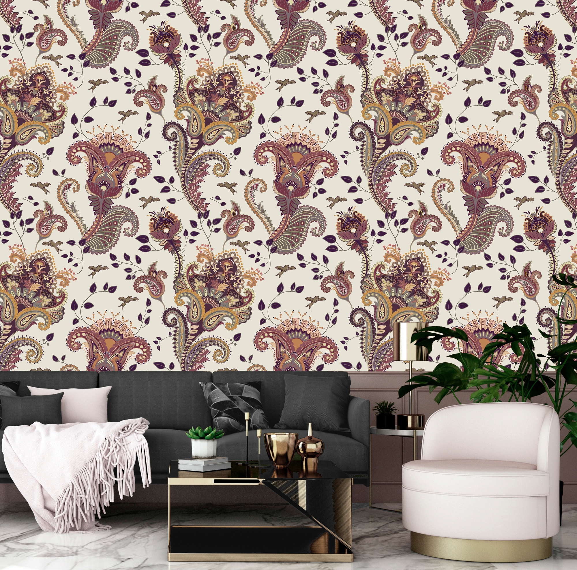 queence Vinyltapete »Carter«, floral-geblümt-gemustert-Motiv, 90x250cm, selbstklebend, kinderleichte Anbringung, Sticker