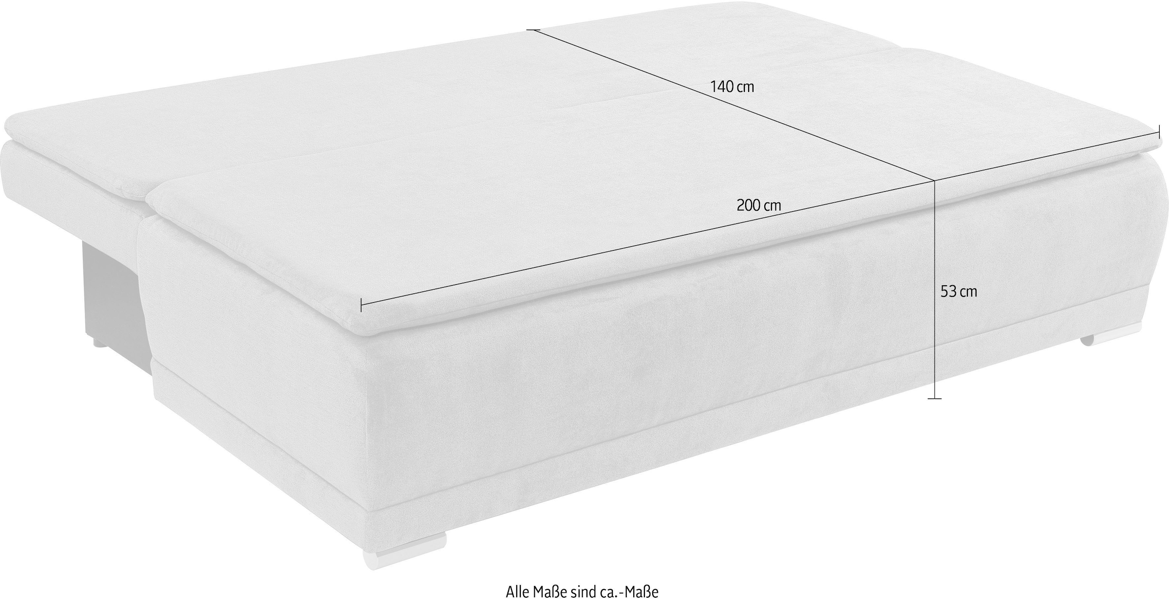 WERK2 Schlafsofa »Biggi 206 cm komfortabel & modern, Komfort Sitz- und Liegehöhe« Struktur weich, Schlaffunktion, Bettkasten