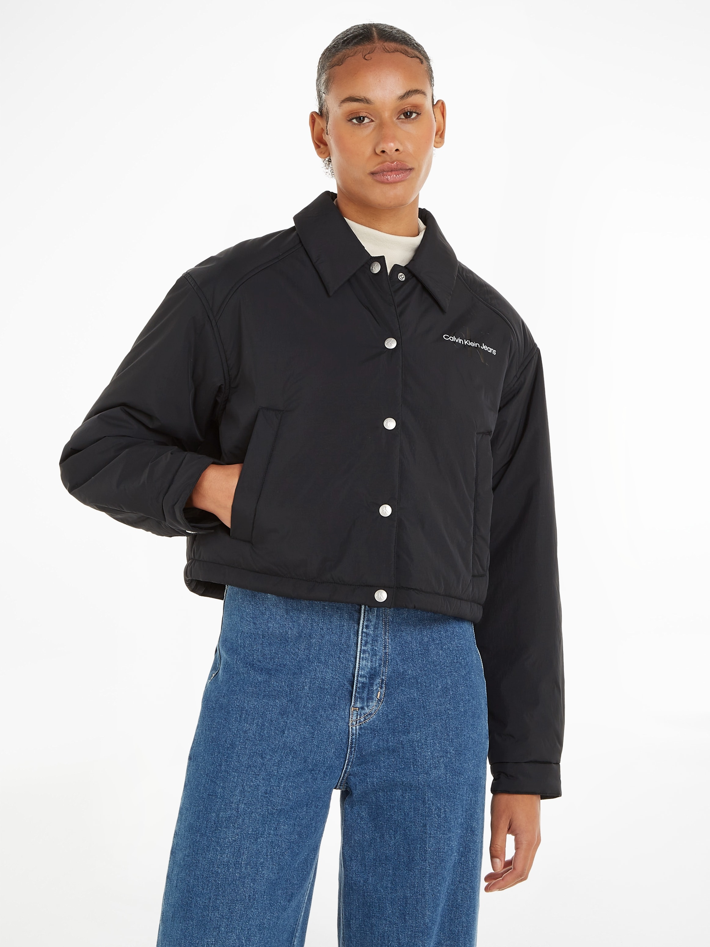 Black calvin klein jean jacket online